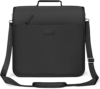 SUNEE Zipper Binder 3 Ring, 3 Inch O-Ring with Handle and Shoulder Strap, 600-Sheet Capacity, 5-Tab Expanding File Folder, Multi-Pockets for Middle School Organizer Binder with Zipper, Black