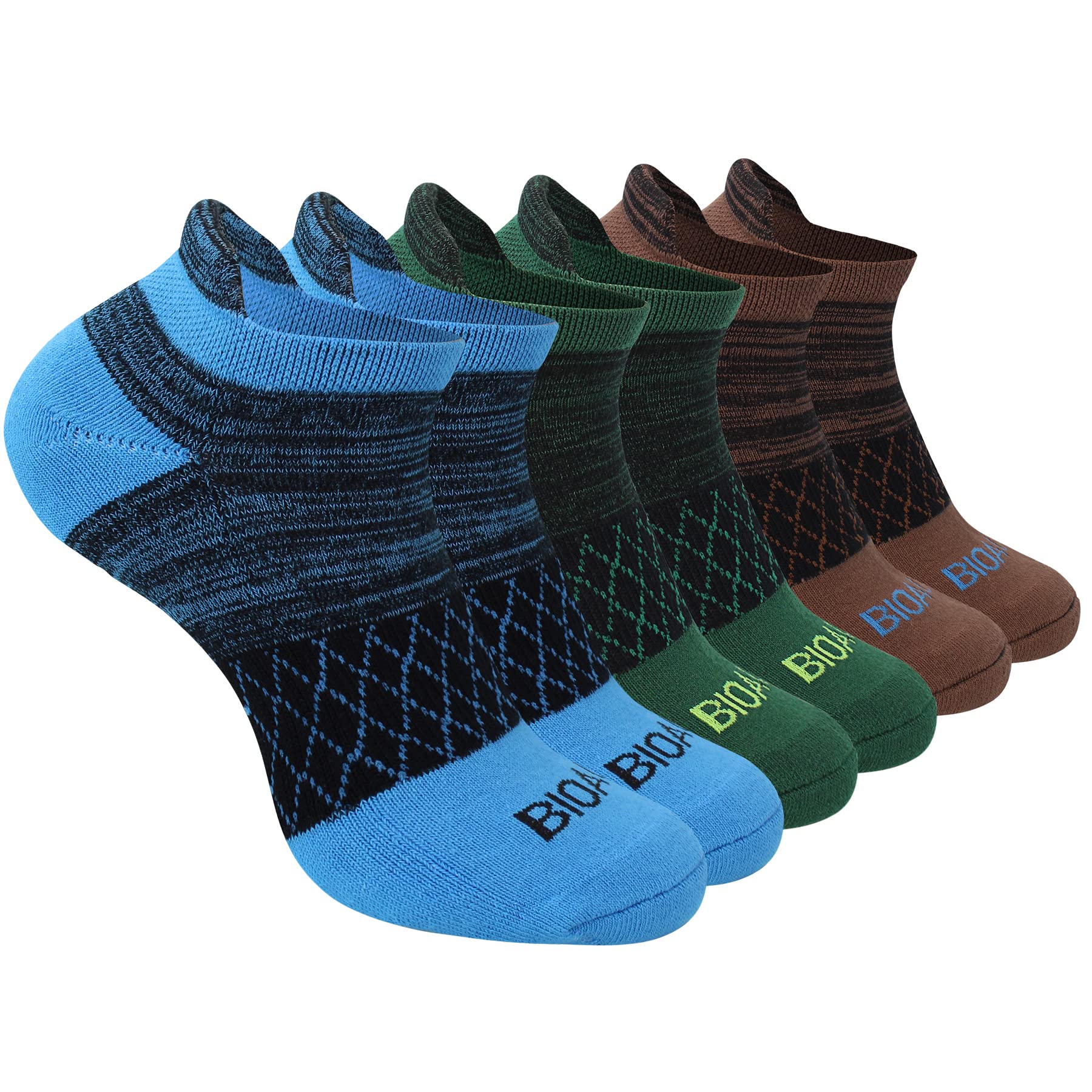 BIOAUM Cushioned Men's Ankle Socks Size 10-13, 6 Pairs Cotton Athletic Sport Breathable Low Cut Socks for Running