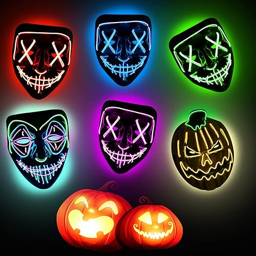 Miniatura 7 de Onsucum Halloween LED Light Up Mask, Scary Purge Glowing Mask for Cosplay Costumes, Festival, Carnival Party Supplies Gifts