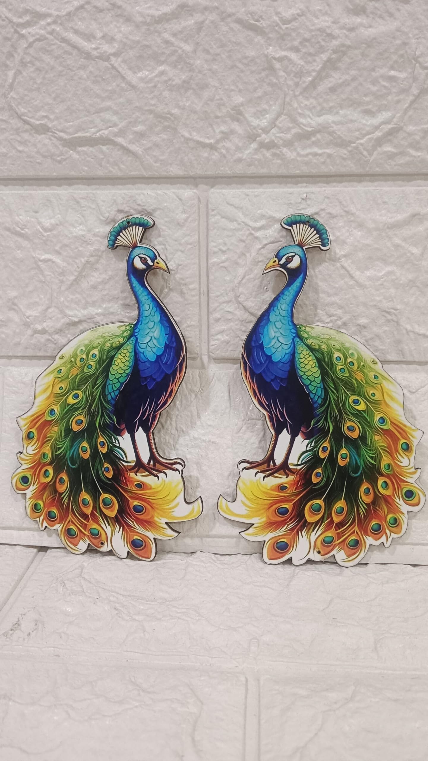 Sellpluscrafts MDF Peacock Pair Cutout for Wall Decoration | Art & Decoration | MDF Craft Cutout – DIY Decor | MDF Wooden Craft Board (Peacock)