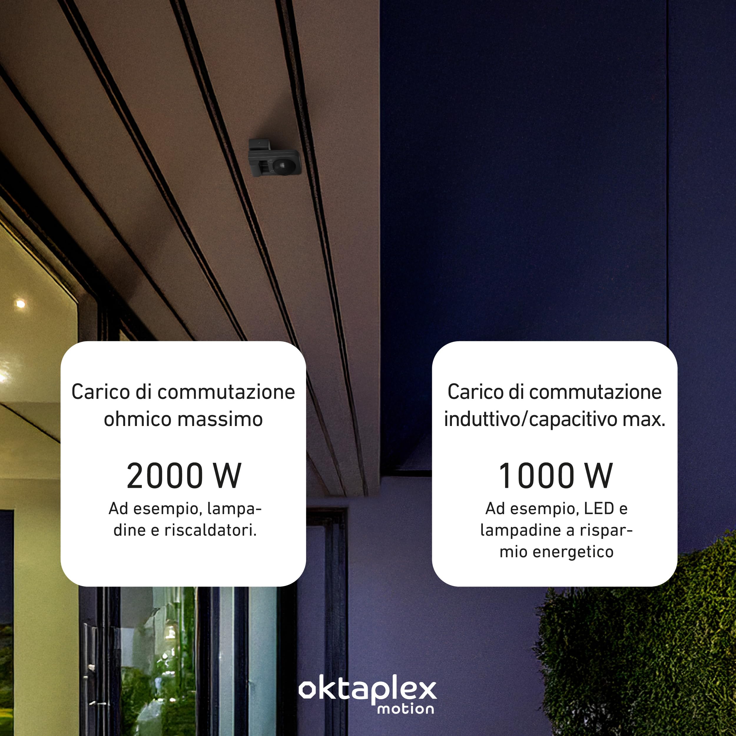 Oktaplex Tea set da 2 sensori di movimento per esterni antracite 9 m | Sensore di movimento da superficie orientabile 360 ​​gradi 9 m IP65 230 V per soffitto e parete