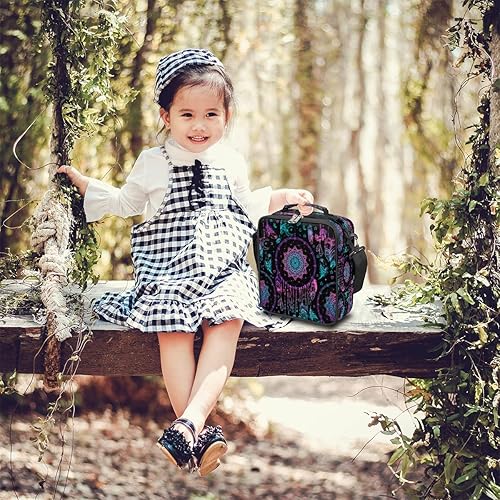 Miniatura 6 de Bolsa de almuerzo con atrapasueños, lonchera bohemia, bolsa de almuerzo aislada, bolsa de mano térmica con correa de hombro ajustable extraíble para