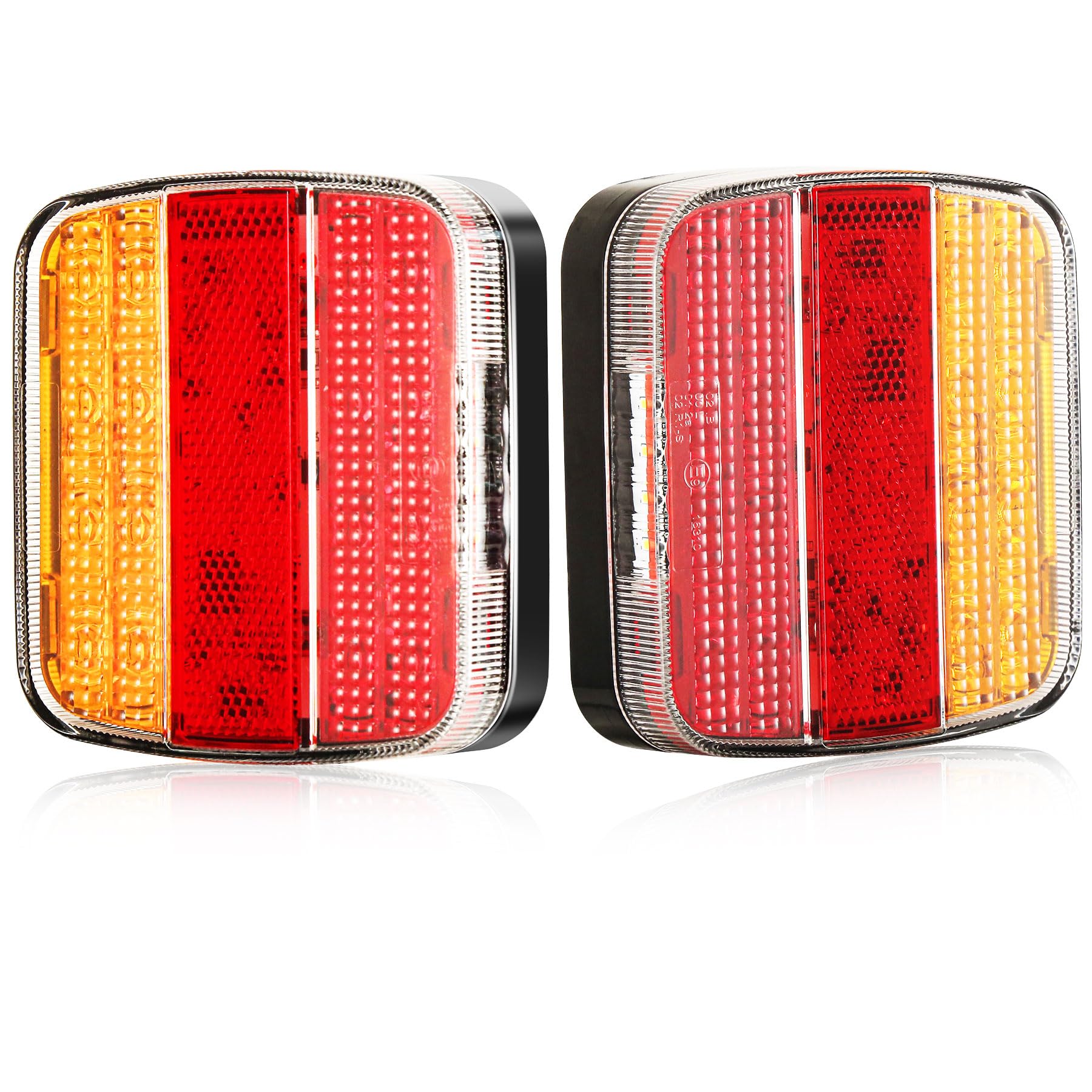 2x Fanali Posteriori a Led er Rimorchio 12/24v 5 Funzioni Impermeabile CE R10 Fari Posteriori per Trattore Agricolo Camion Luci Posteriori