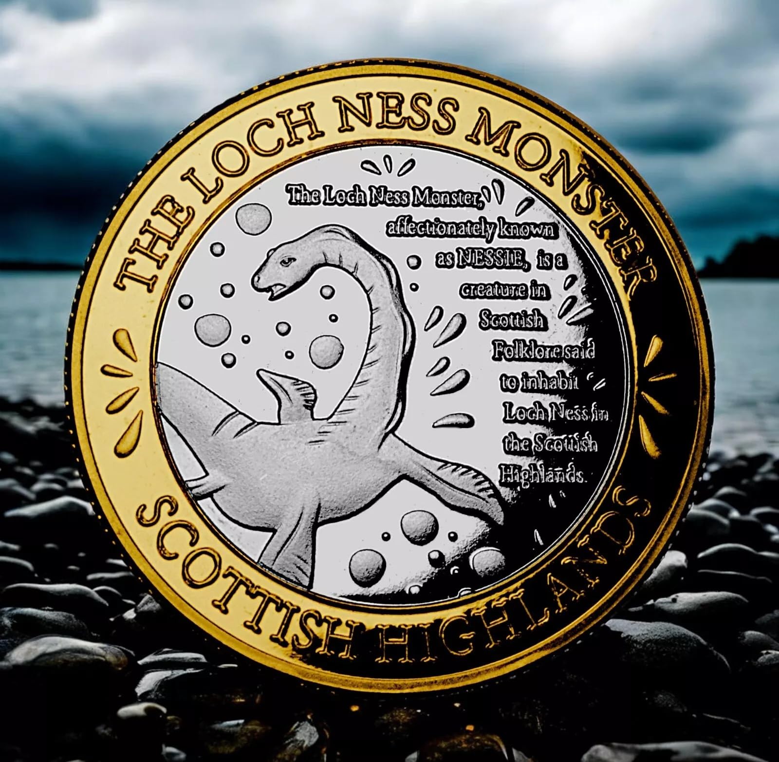 The Commemorative Coin Company Silver & Gold Loch Ness Monster Dual Metal Commemorative In Capsule. Nessie Scotland/Scottish Myth/Legend