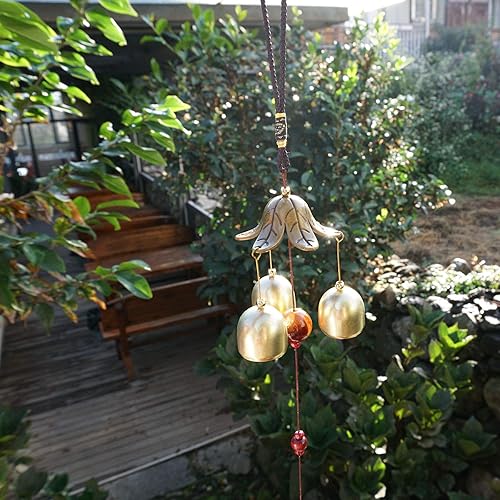 Miniatura 10 de Banfeng Paquete de 2 campanillas de viento de la suerte, 3 campanas, campana de viento Feng Shui con gancho en S para buena suerte, hogar, jardín,