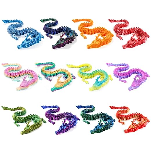 12PCS 3D Printed Dragon for Adults (Random Colors)