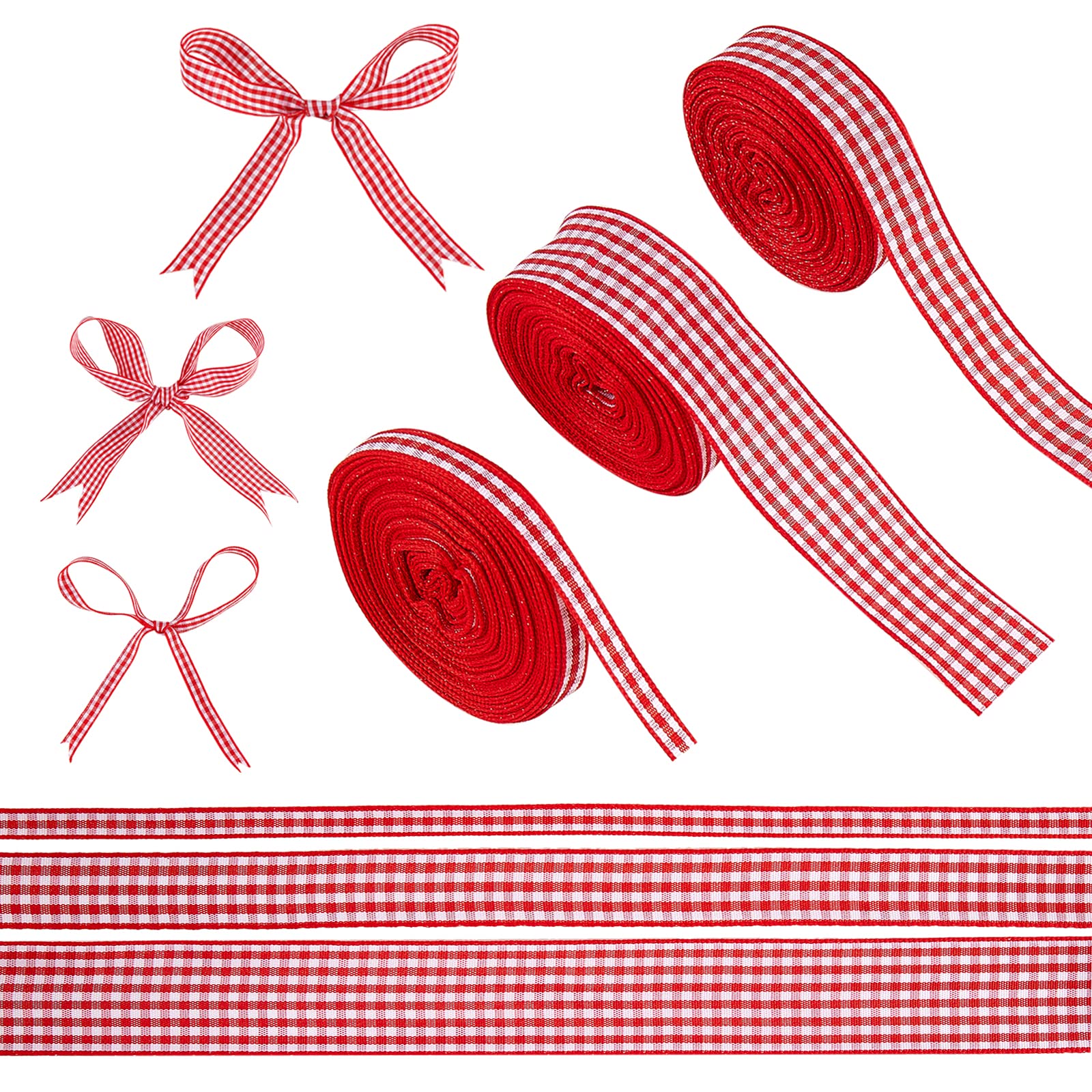 GORGECRAFT 2 Rotolo 20mX16mm Nastro A Quadretti Rosso e Bianco Nastro A Quadri Buffalo Nastro in Poliestere A Quadretti per Artigianato Accessori per Capelli Picnic Scuola Confezionamento Regali