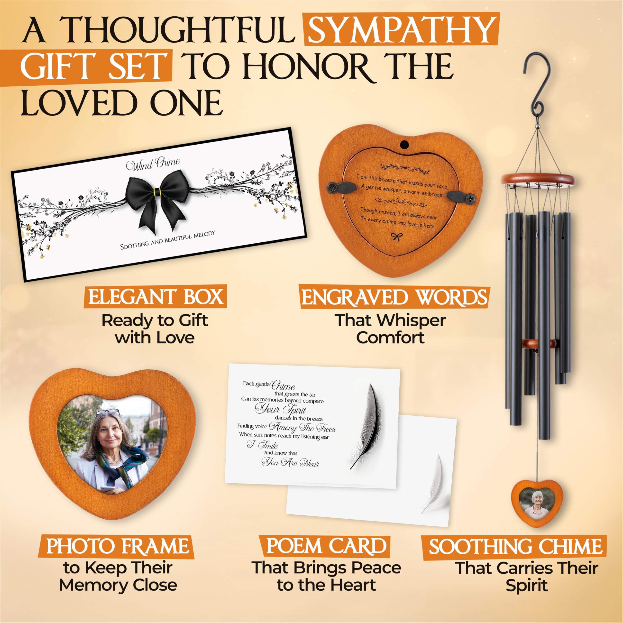 LOMBO 32 Inch Memorial Wind Chimes Outdoor, Personalized Sympathy Gifts for Loss of Loved One, Memorial Gifts for Loss of Mom, Sympathy Wind Chimes for Mother, Father, Brother, Sister 5