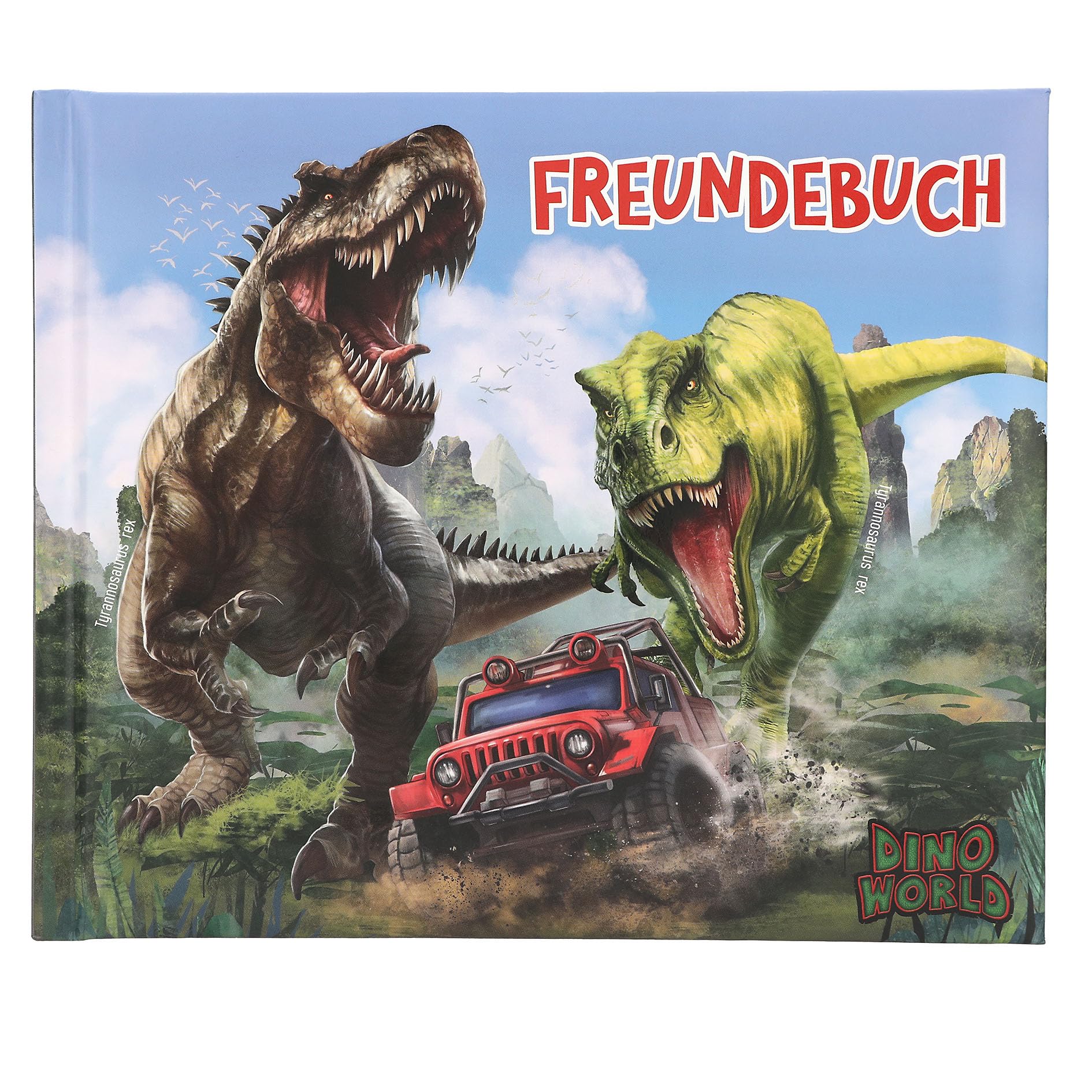 Depesche 13940 Dino World Friendship Book with Dinosaur Motif, Friendship Book with 108 Pages to Enter and Decorate