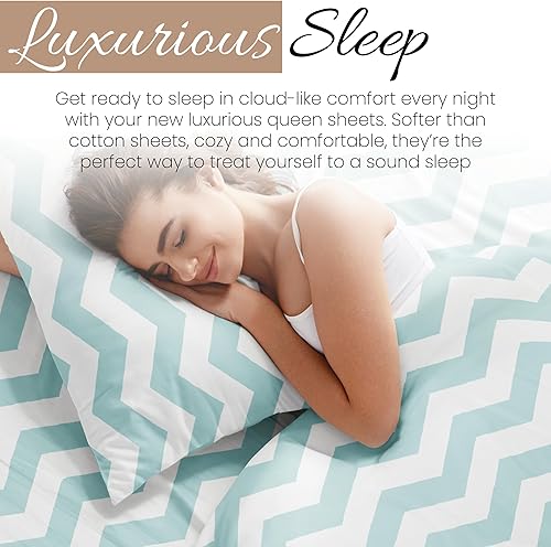 Miniatura 7 de Linen Market Juego de sábanas Queen de 4 piezas (flecha turquesa). Duerme mejor que nunca con estas sábanas ultrasuaves y refrescantes para tu cama