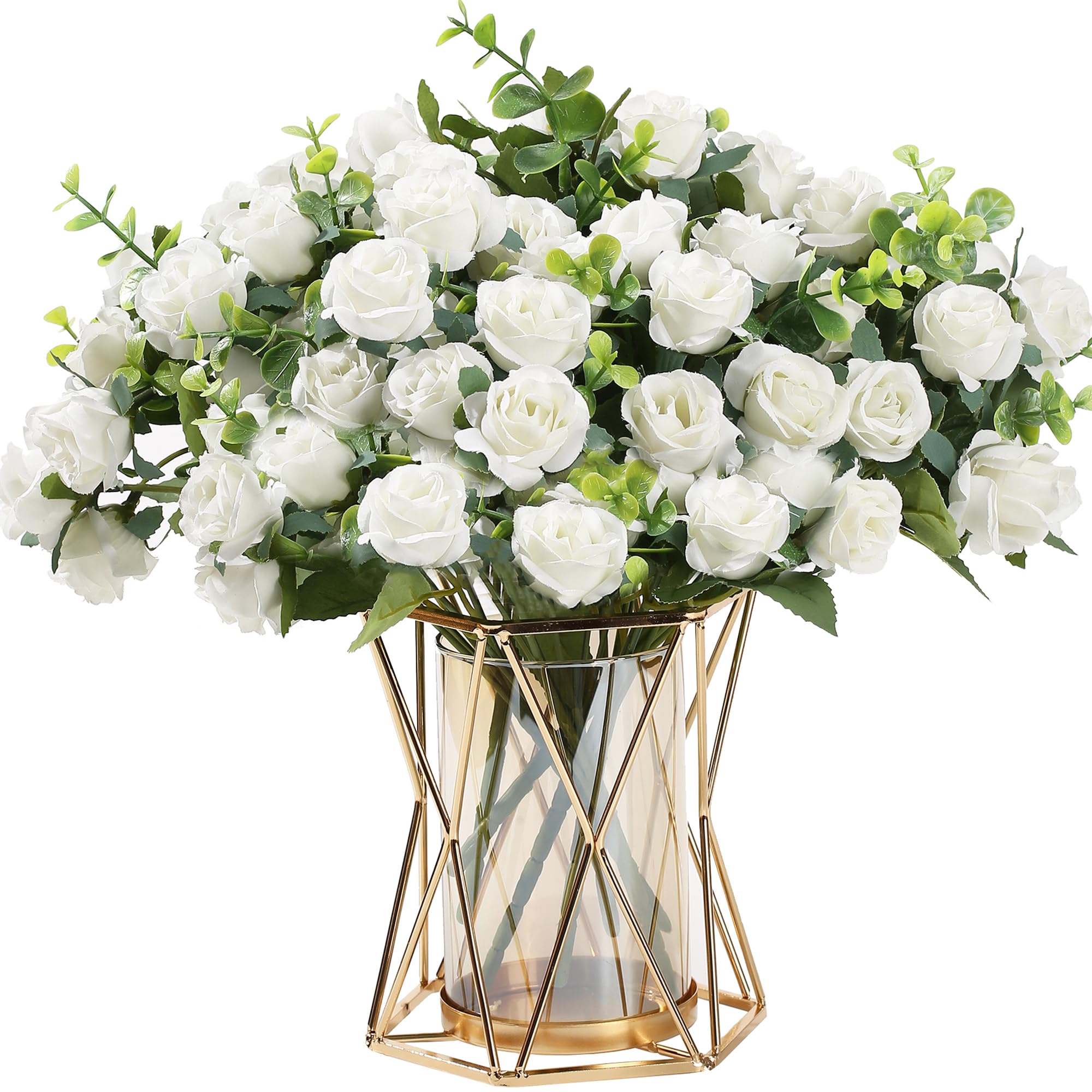 Petites roses artificielles blanches sans entretien pour fleurir une tombe ou une table