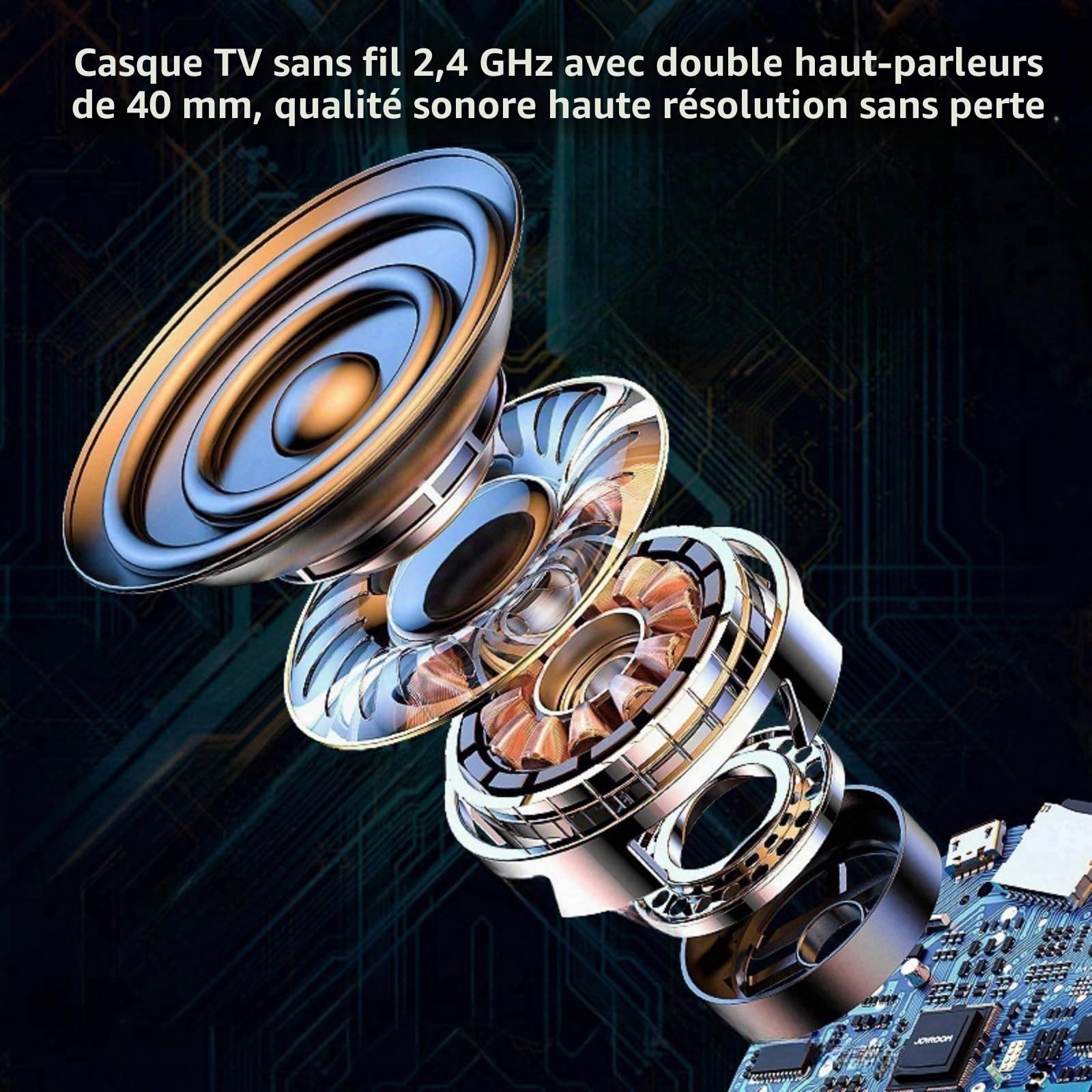 Casque TV sans Fil Supra-Auriculaire pour Personnes âgées, Casque Bluetooth 50 heures, Compatible avec Tous les TVs