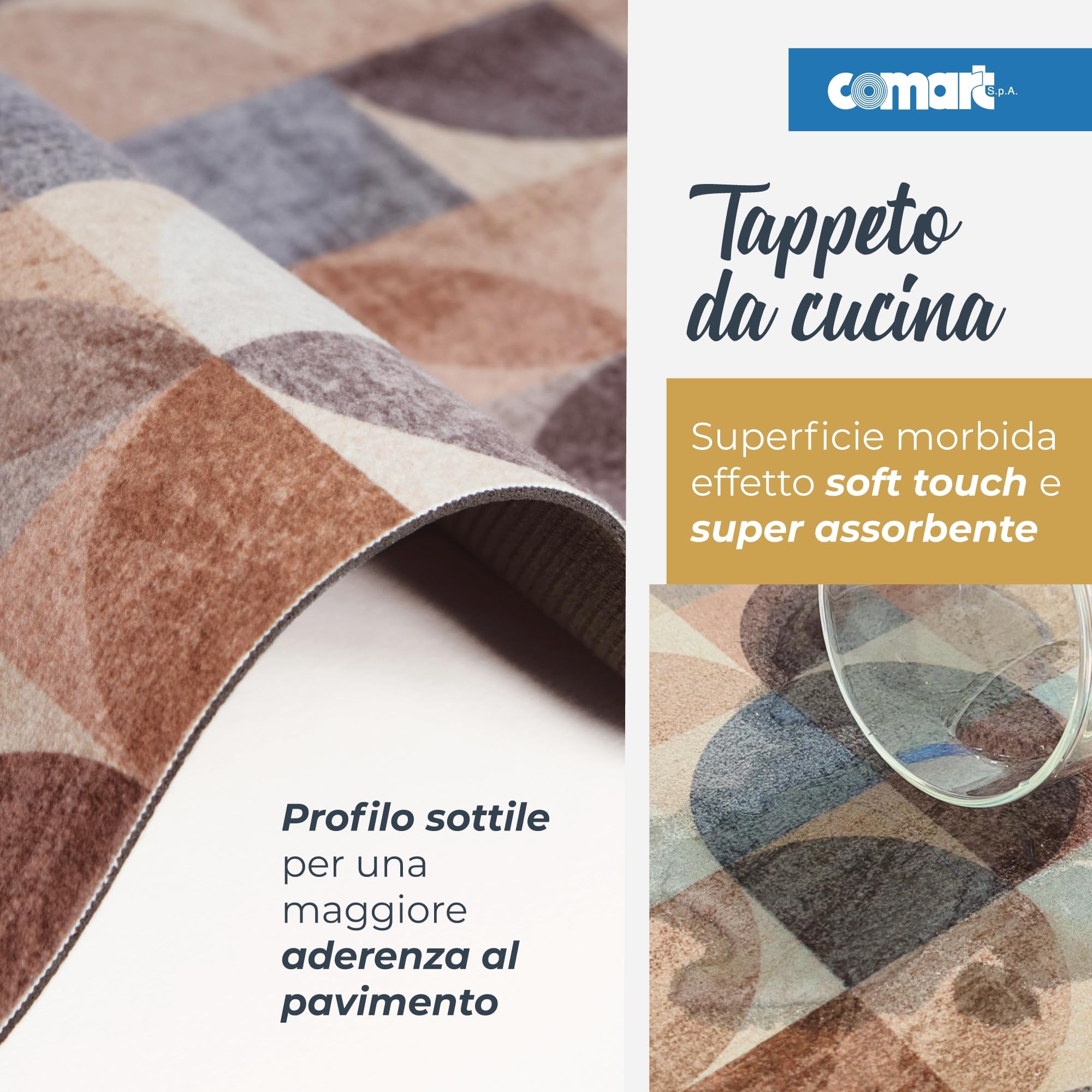 Comart - Alfombra Cocina Gaya - Absorbente - 60x80 - Gajos de Colores