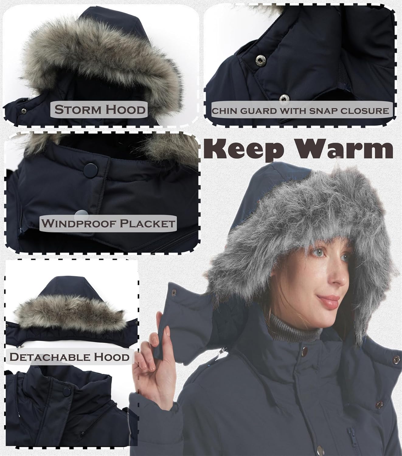 GGleaf Women's Quilted Winter Coat Warm Puffer Jacket Thicken Parka with Removable Hood (Available in Plus Size) - Image 6