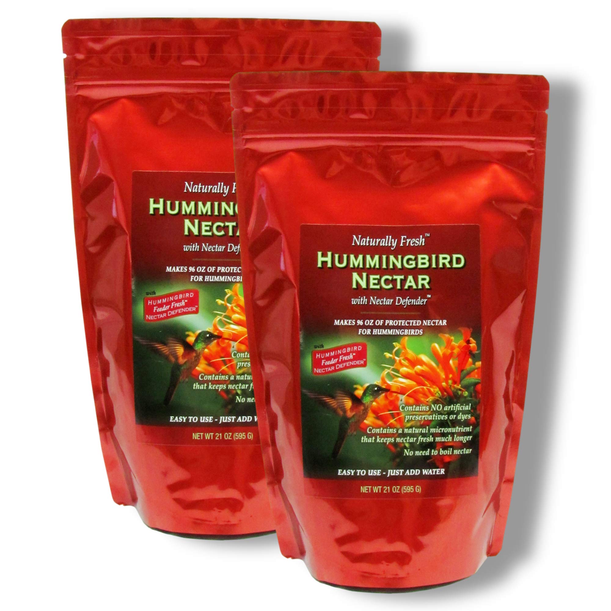 Sapphire Labs Naturally Fresh Hummingbird Nectar with Nectar Defender - Lasts Longer | Easy to Use Powder - Makes 96 oz - 2 Pack