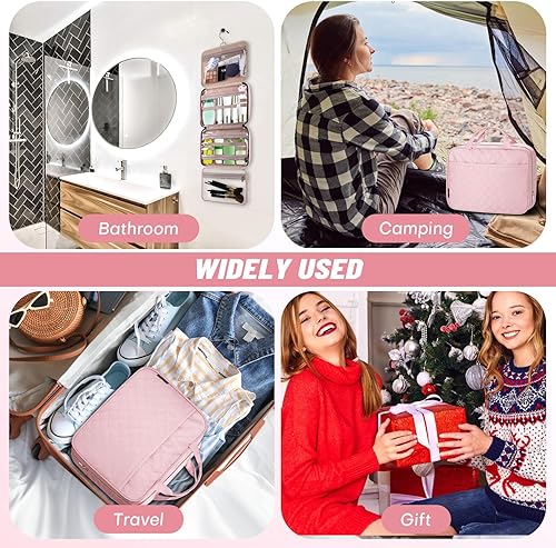 Miniatura 6 de ESMNOAN Neceser de viaje para mujer con gancho para colgar, organizador de viaje aprobado por la TSA para champú, contenedor de tamaño completo,