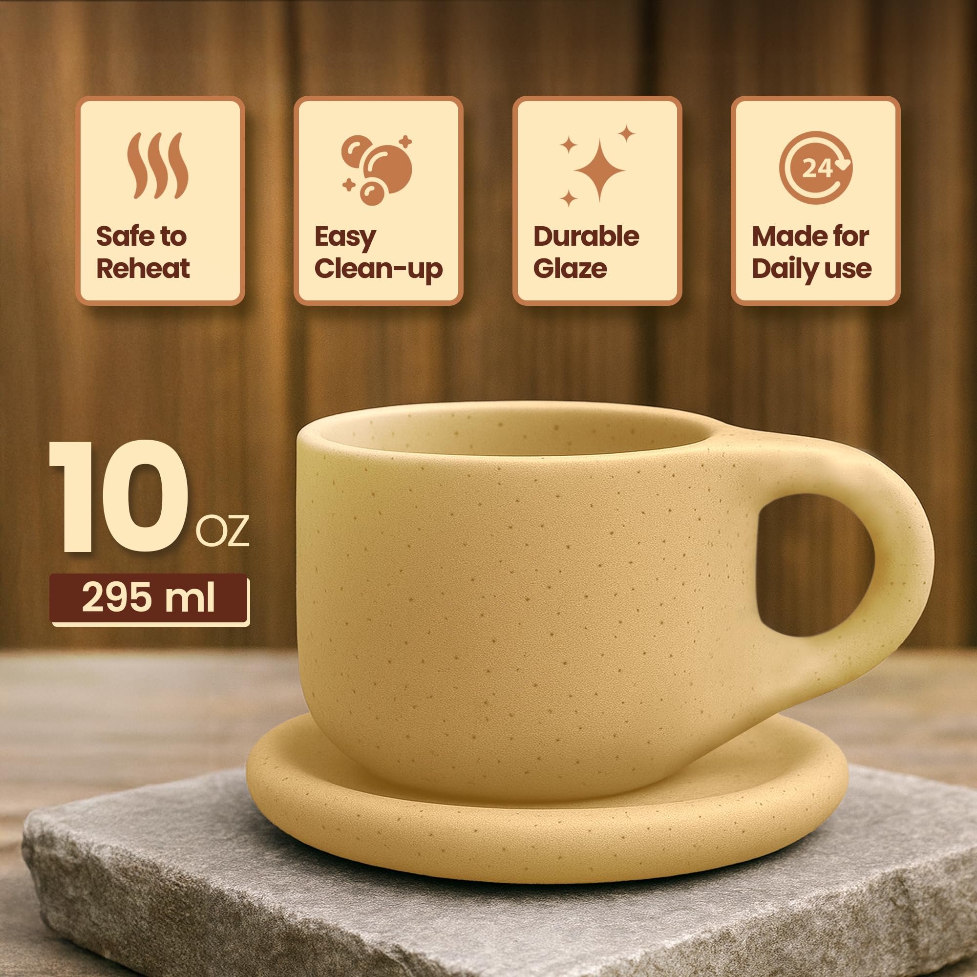 10oz Nordic Ceramic Mug with Saucer (Purple) thumbnail 2