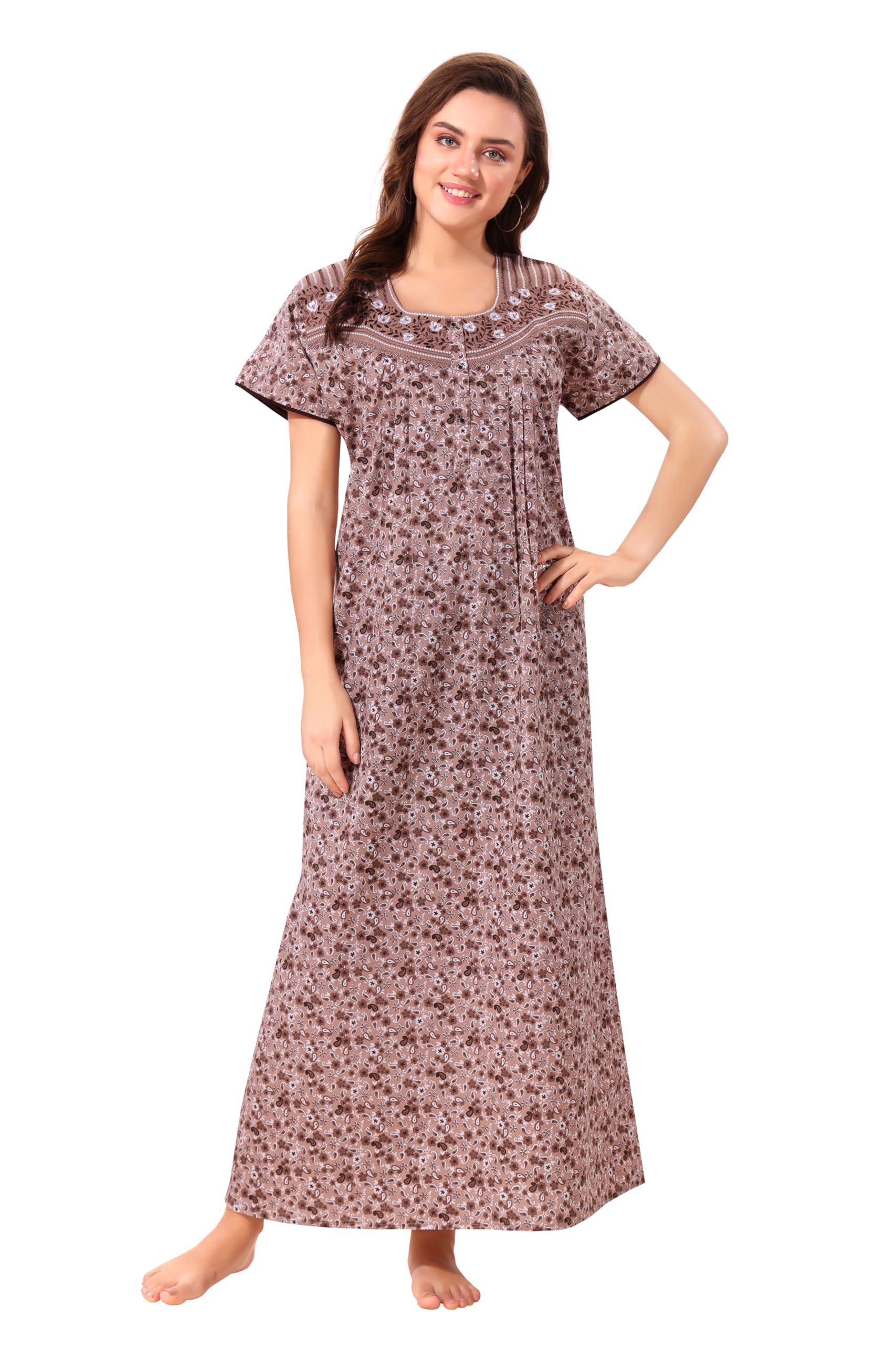 Soulemo Women Cotton Floor Length Nighty 1633