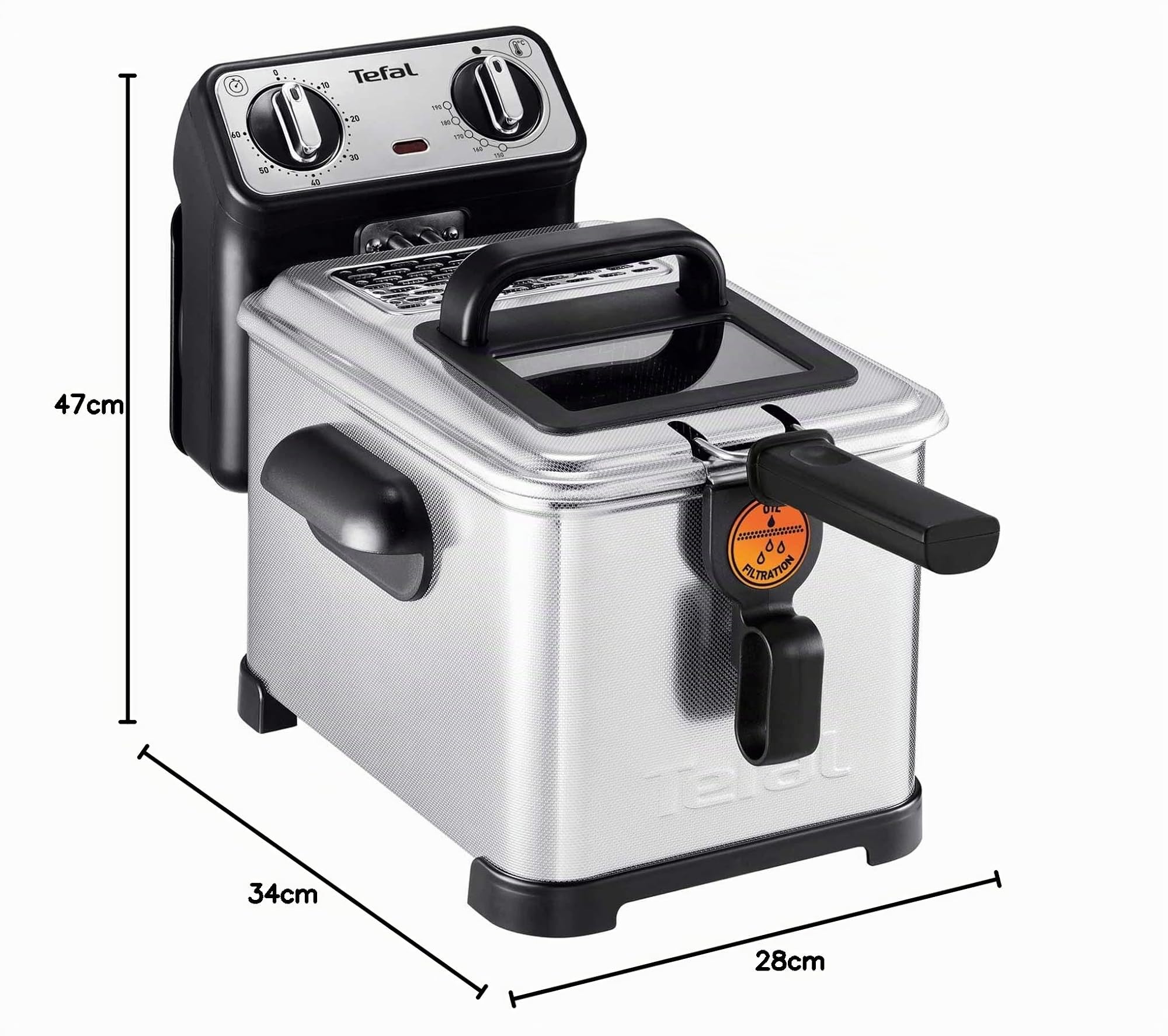 Freidora TEFAL FILTRA PRO INOX & DESIGN FR516110, 4L de aceite