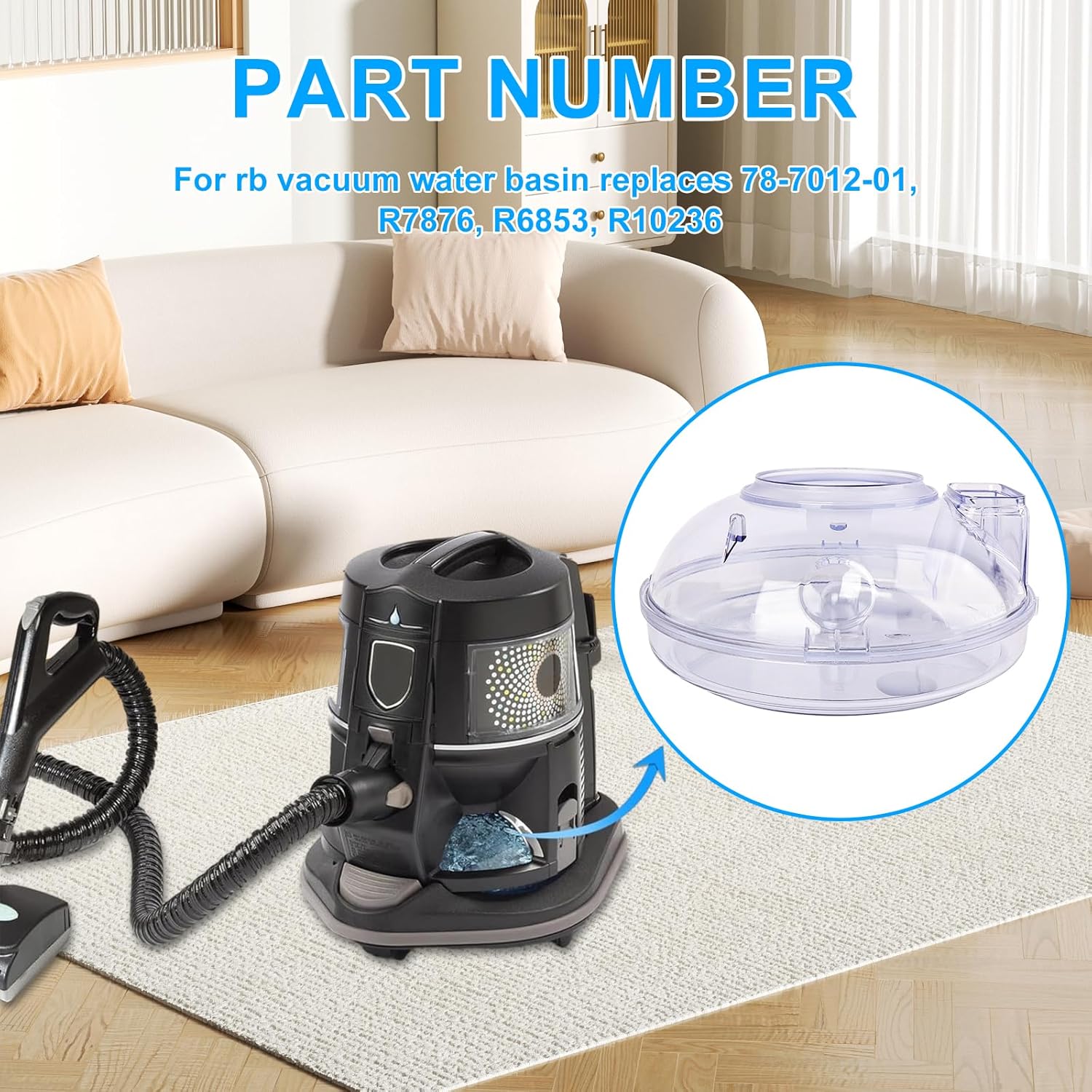 2 1/2 Quart Water Pan (Basin) Fit for Rb Vacuum Cleaner Replacement for E Serie and E2 Type 12 (Black, Silver, Gold), E2 (Black, Gold 2, Blue 2) Vacuum Cleaning System