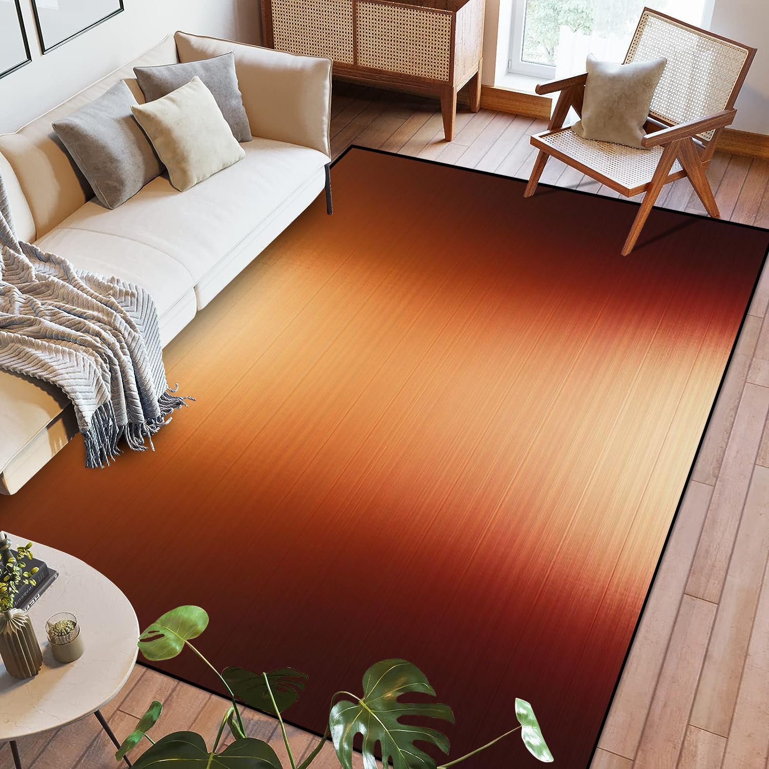 Area Rug Bronze Texture Copper foil Texture Washable 6x9 feet Large Rugs for Bedroom Kitchen Living Room Non Slip Outdoor Carpets Soft Mats for Home