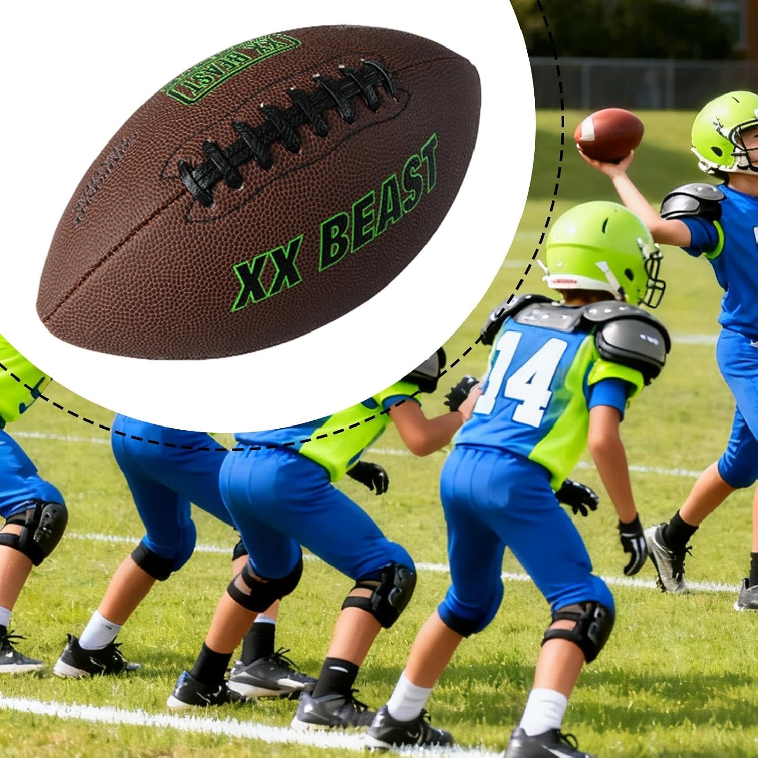 Rugby Ball American Football Wear Resistant Nonslip Sports Ball for Game Team Training Graduation Halloween Family Friends