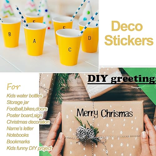 Miniatura 10 de 2500 calcomanías de letras pequeñas de 12 pulgada, calcomanías de letras de vinilo coloridas para niños, calcomanías de buzón para ventana, botellas