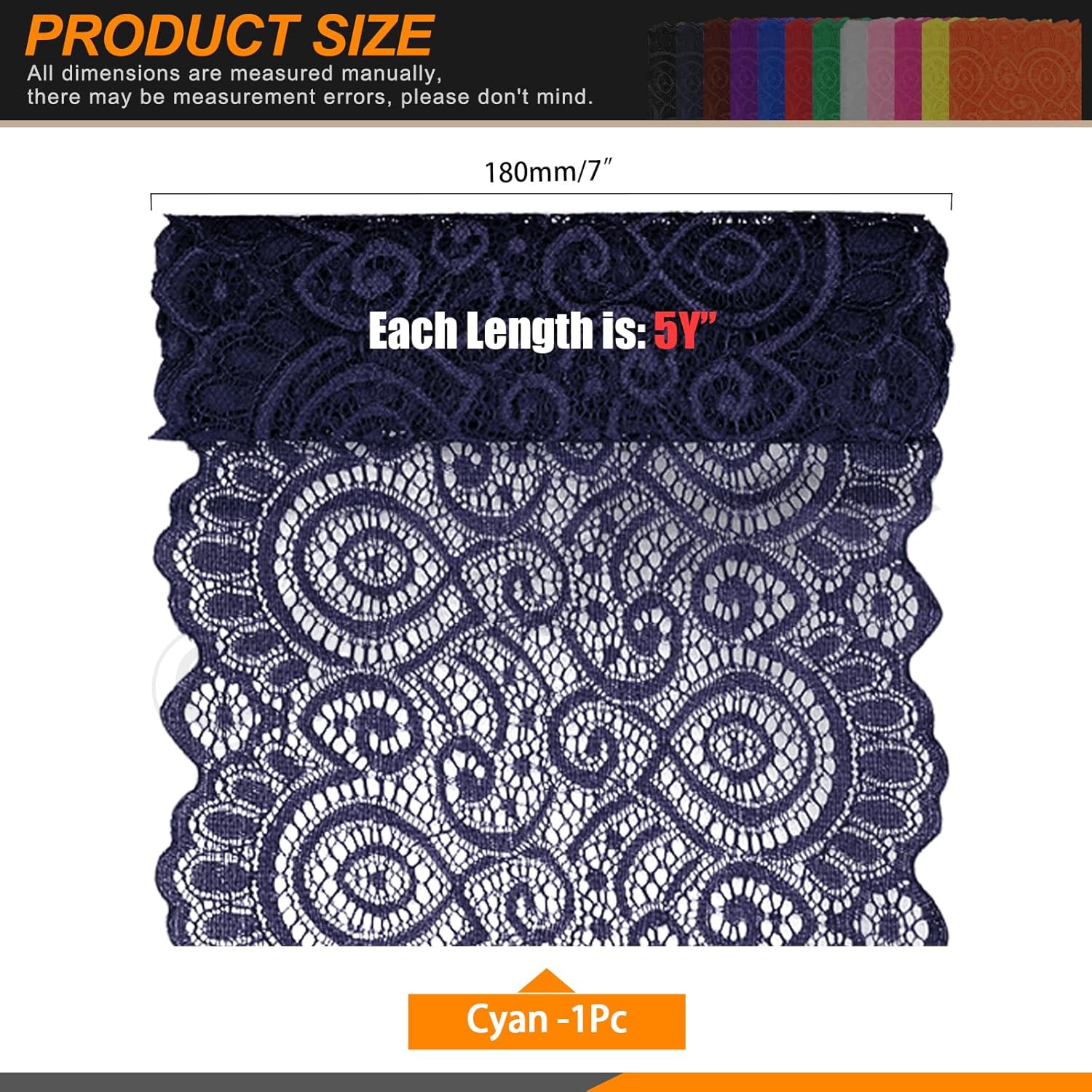 18 cm Lace Fabric Elastic for Headbands Garters Wedding Bouquets (18 cm Mint)