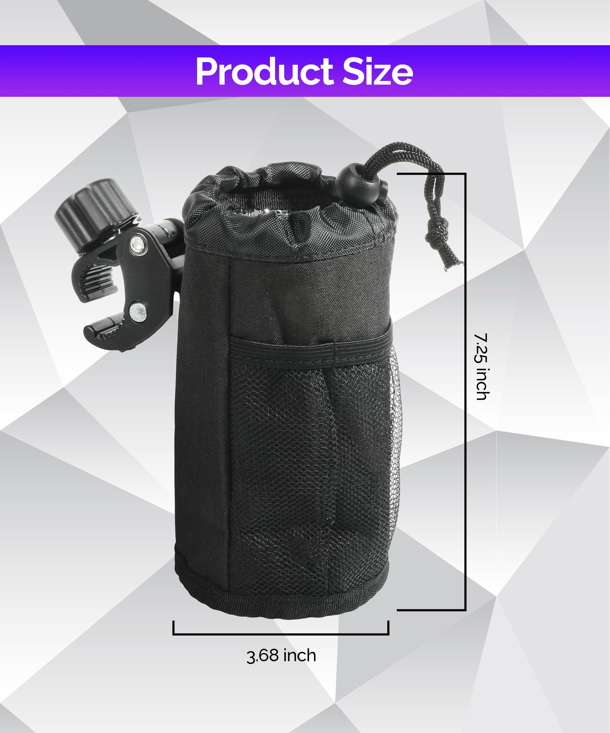 RACOONA Bicycle Water Bottle Holder,Motorcycle Cup Holder with Alligator Clip,ATV Water Bottle Holder,Oxford Fabric with Mesh Bag,Car Accessories Bicycle Accessories for Motorcycle UTV, ATV,Camper