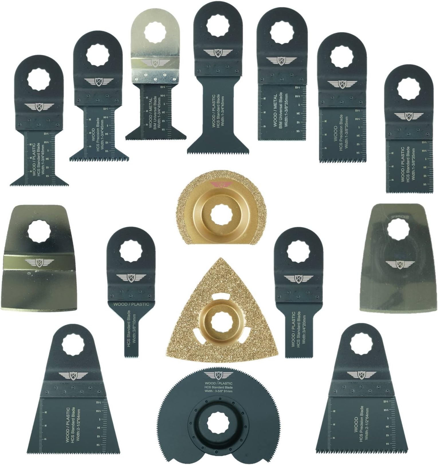 16 x TopsTools WXK16 Mix Blades Compatible with Worx Sonicrafter, Worx 250W, Erbauer Multitool Multi Tool Accessories