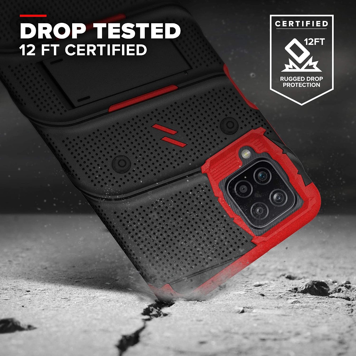 ZIZO BOLT Series Galaxy A12 Case Black & Red