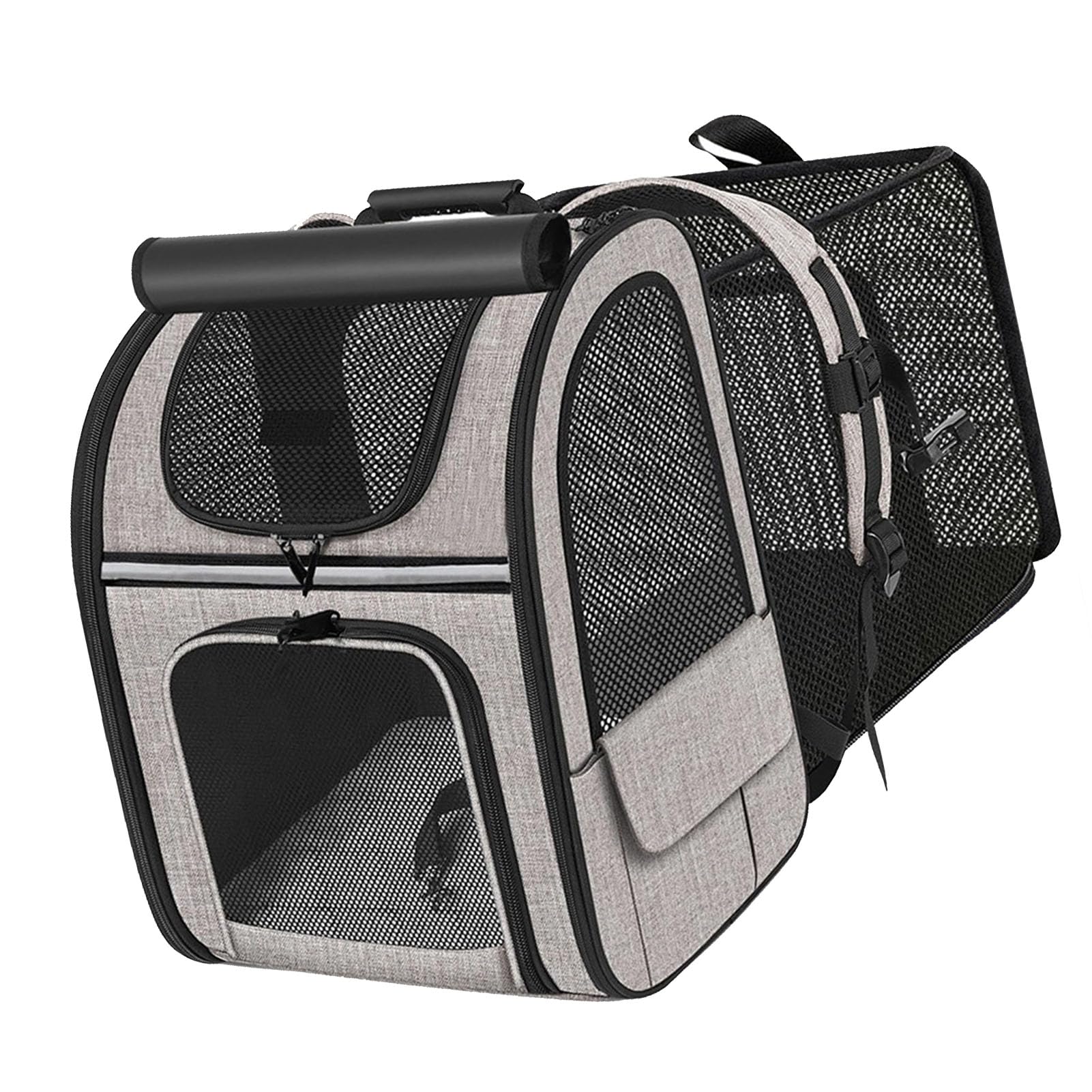 Hamwesh Zaino per Animali Domestici, Trasportino per Animali Domestici in Rete Traspirante Pieghevole Espandibile, Zaino da Viaggio con Fondo Imbottito e Tasche Laterali per Escursioni