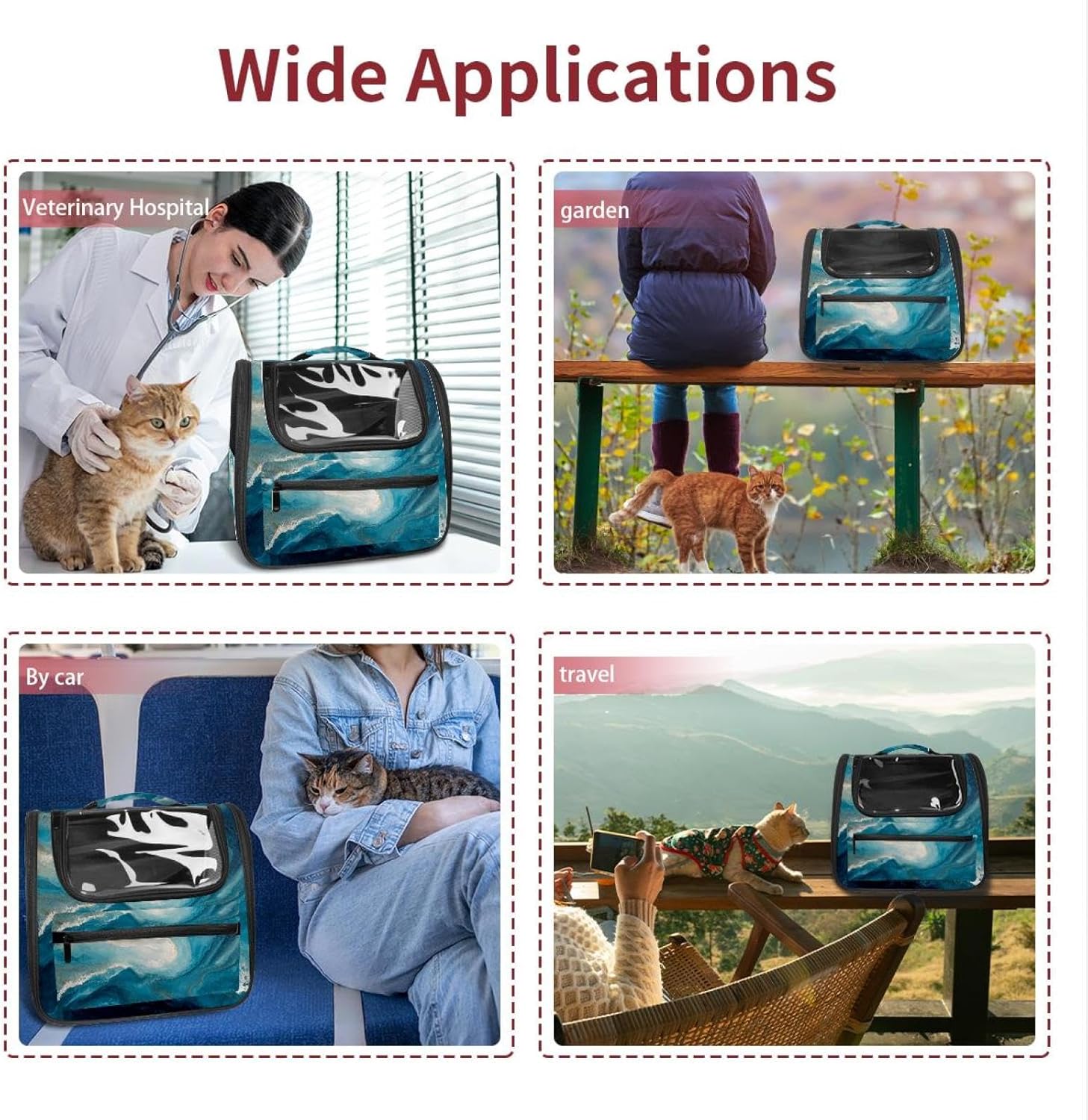 Abstract Ocean Waves Blue Pet Carrier Soft Sided Carrier for Small Medium Cats Dogs