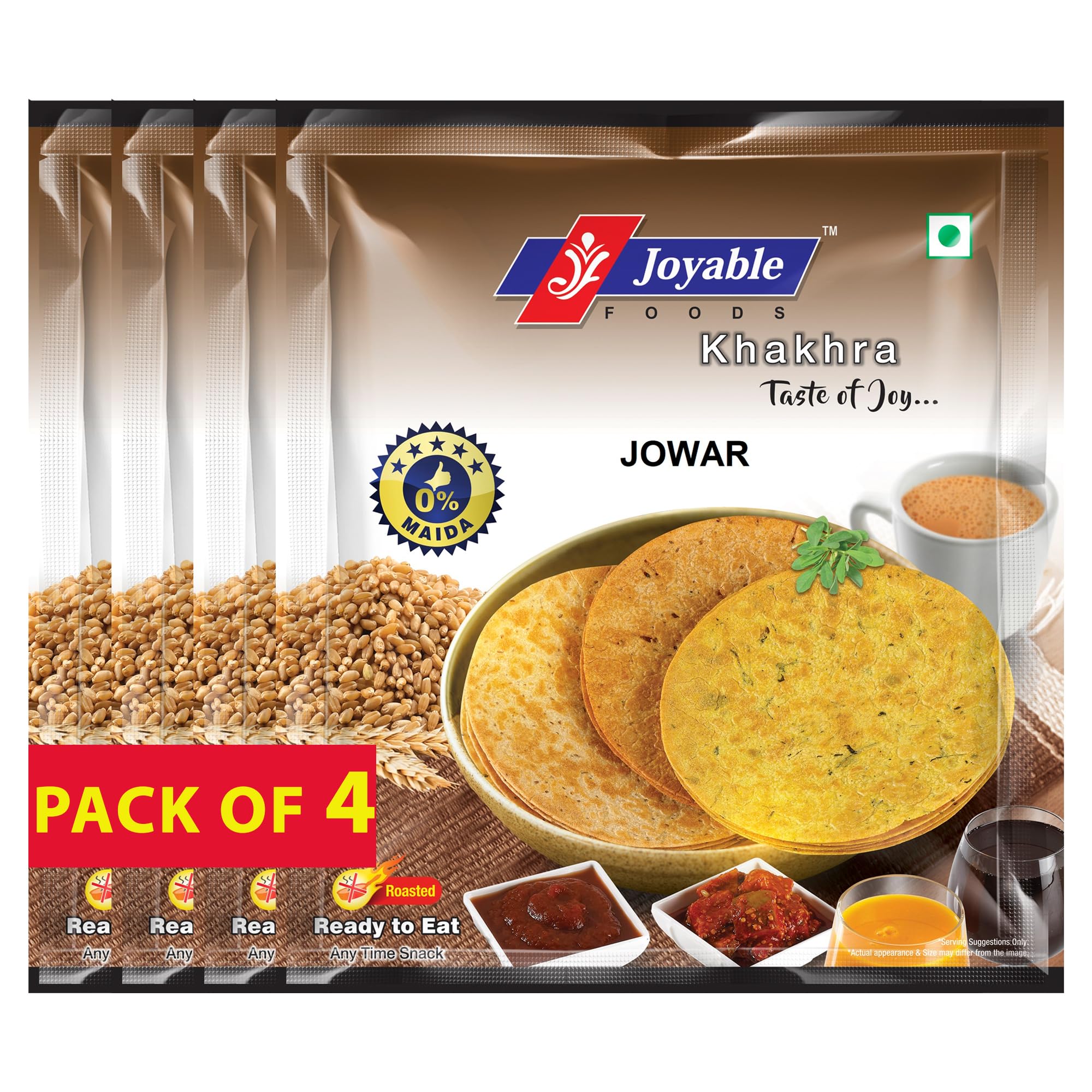 Sponsored Ad - Khakhra - Jowar| Dry Chapati | Khakra Fresh Gujarati Namkeen Snacks | Ready To Eat - Roasted - Khakhra Snacks| Vacuum Packed - Pack of 4 (Jowar - 200 Gms Each)