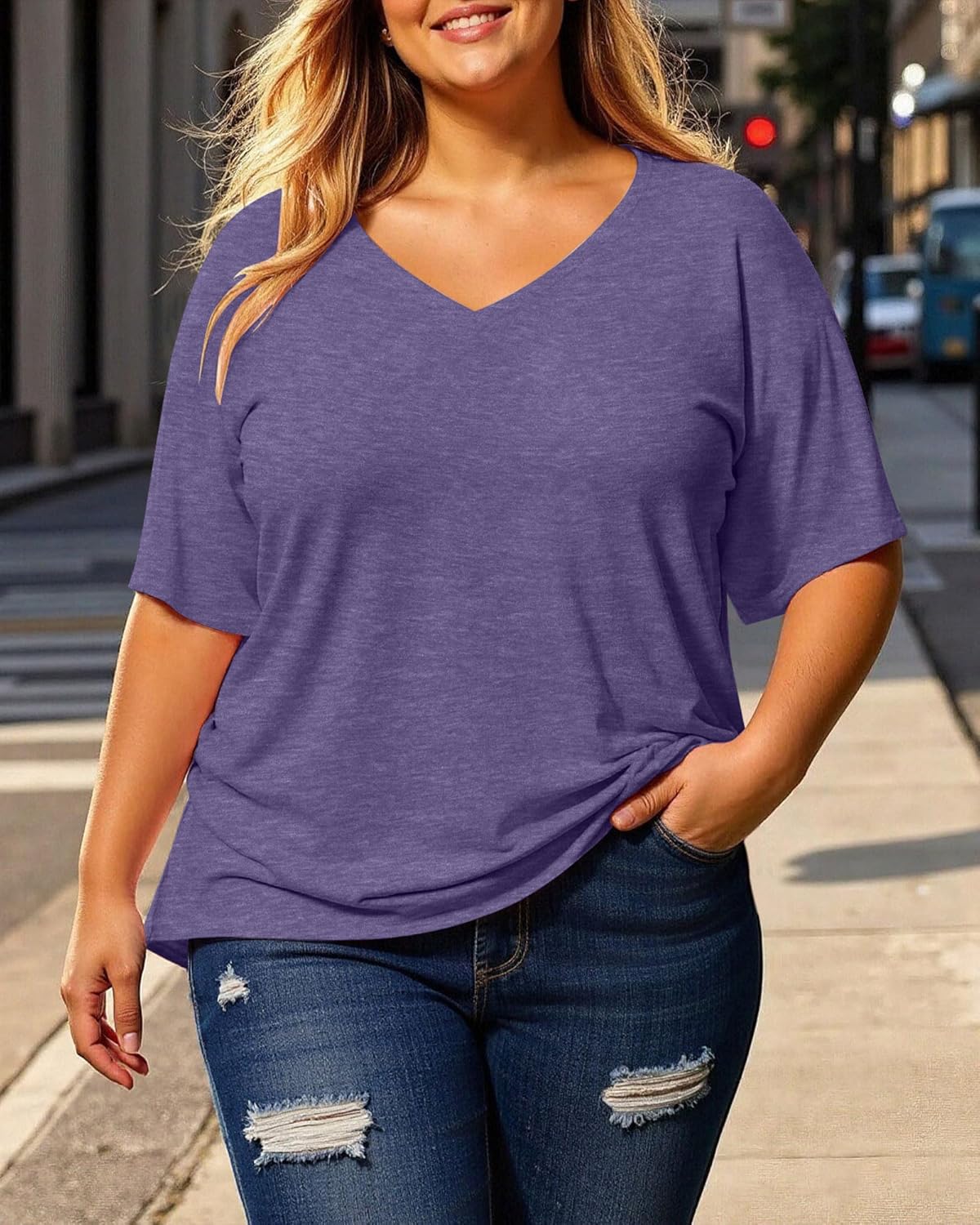 Plus Size Tops for Women Graphic Tee Summer Casual Tops Hawaiian Vacation Style Short Sleeve - Image 3