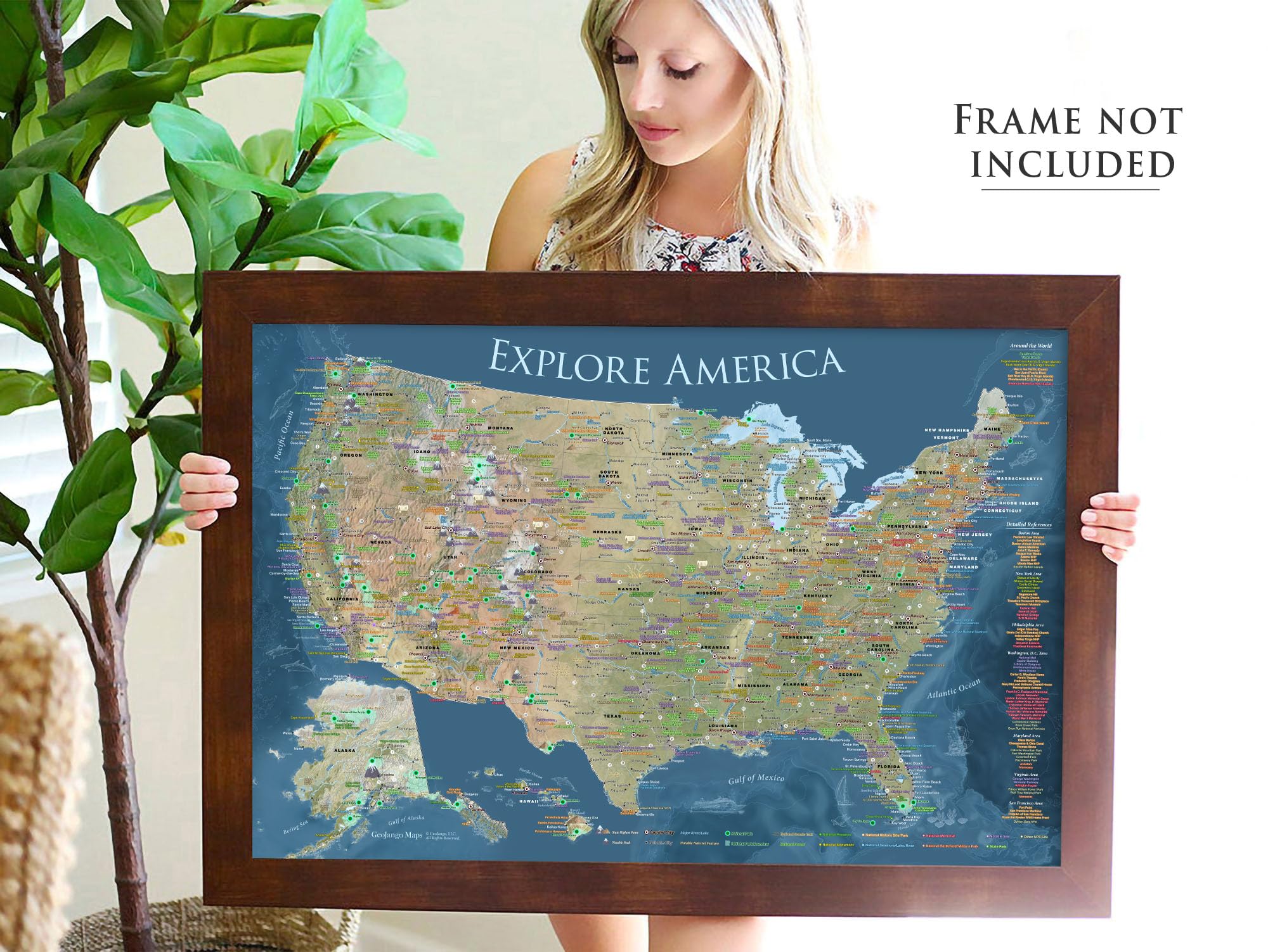 Amazon | National Parksマップと米国旅行Destinationsポスター24 x 18