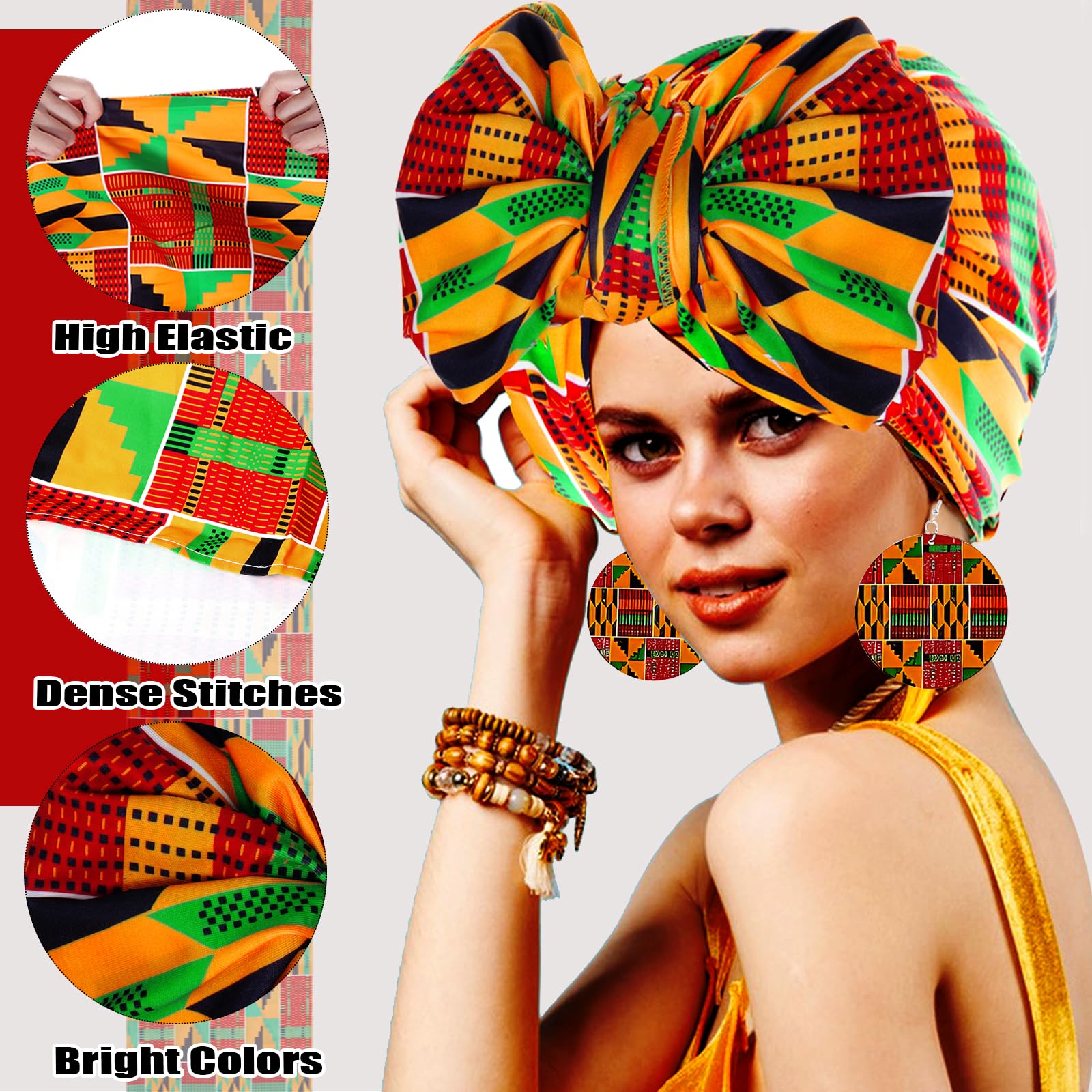 Faldas africanas para mujer, 3 piezas, maxi, casual, Dashiki, falda tradicional, cintura alta, disfraz de Ankara, bohemio, bufanda elástica