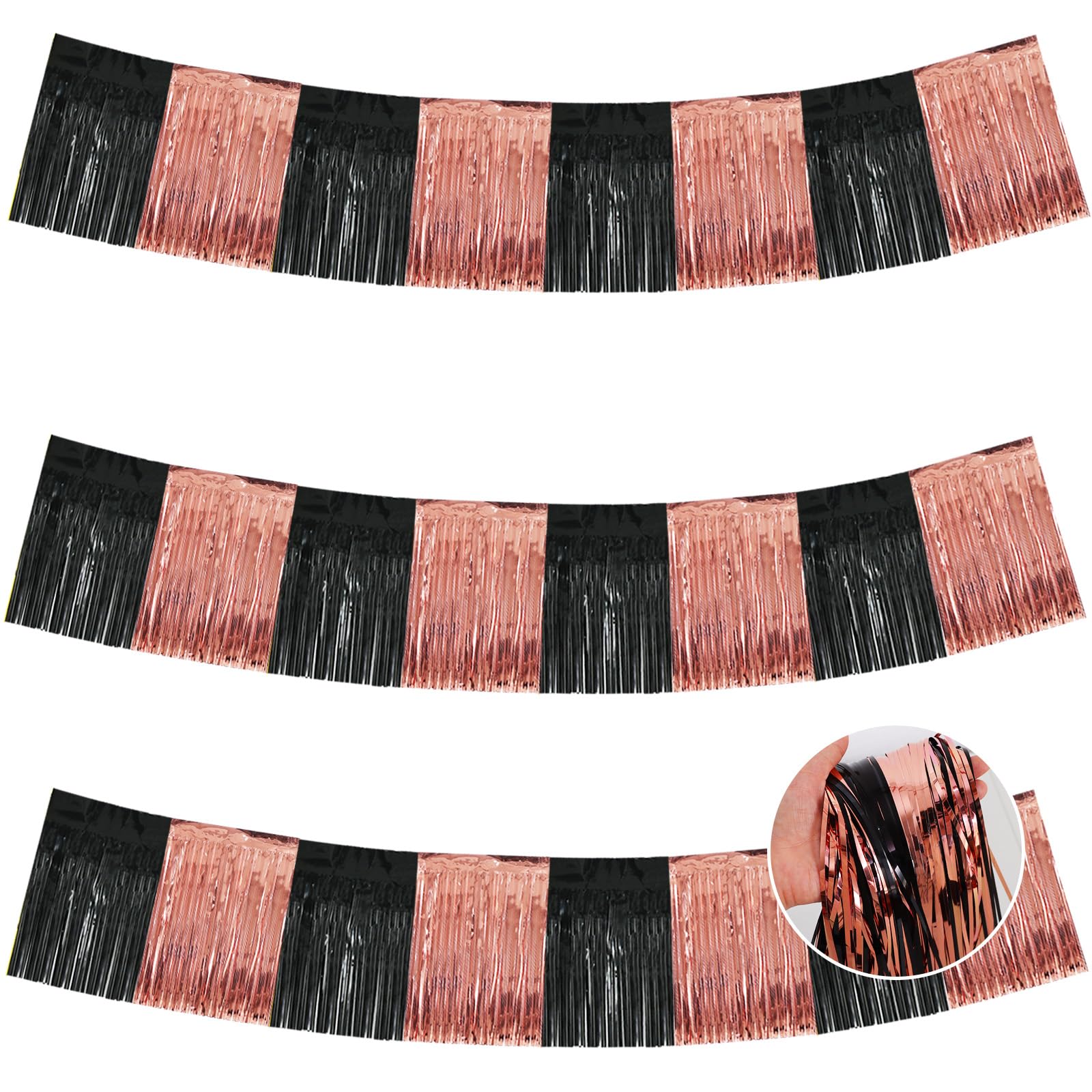 BEISHIDA Black Rose Fringe Garland Banner 30ft Wall Tinsel Foil Streamers
