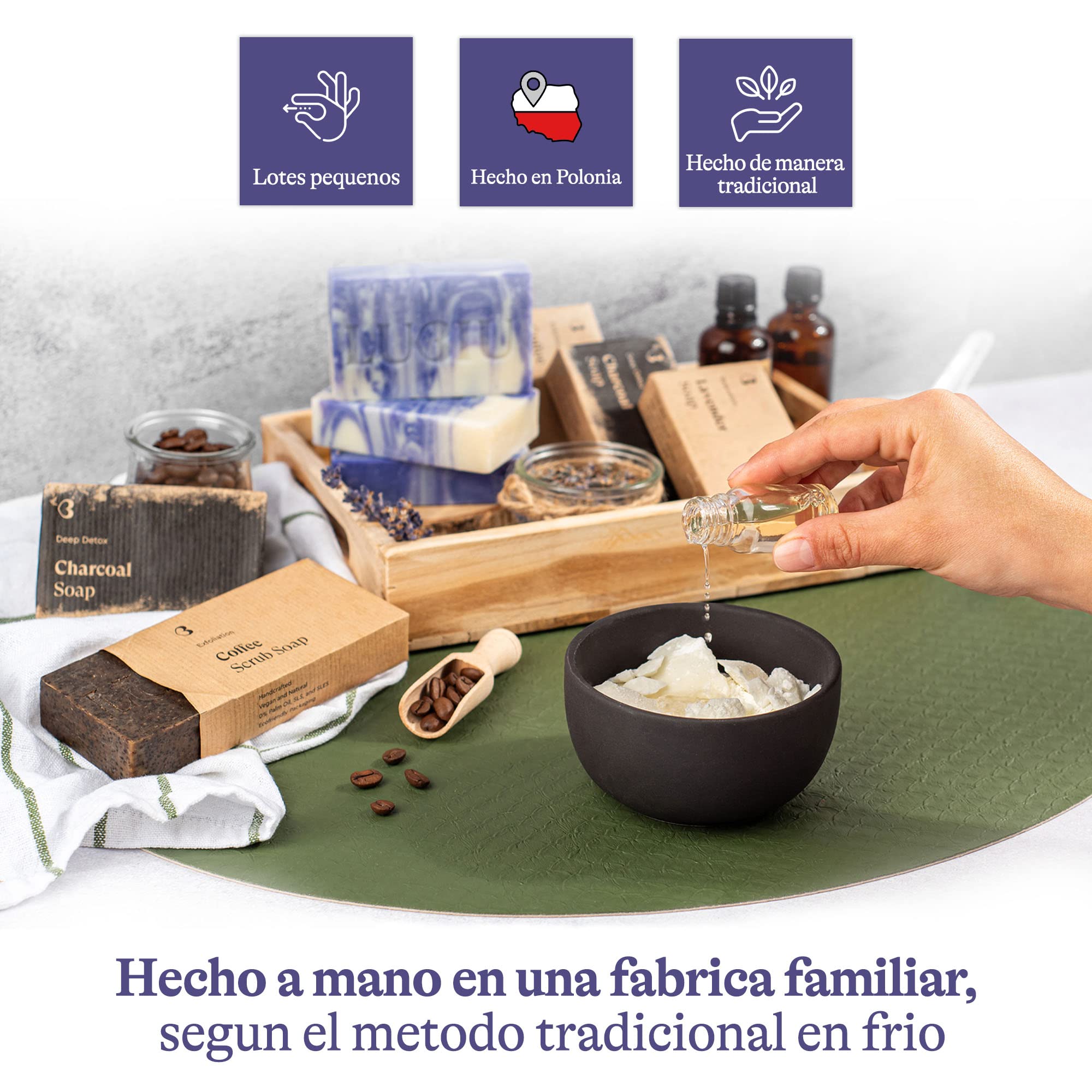 lubiu Jabón Lavanda 100g - Manos, cuerpo y cara - Pastilla de Jabón Natural - Jabones Artesanales - Pastilla Jabon Lavanda Natural — view 6