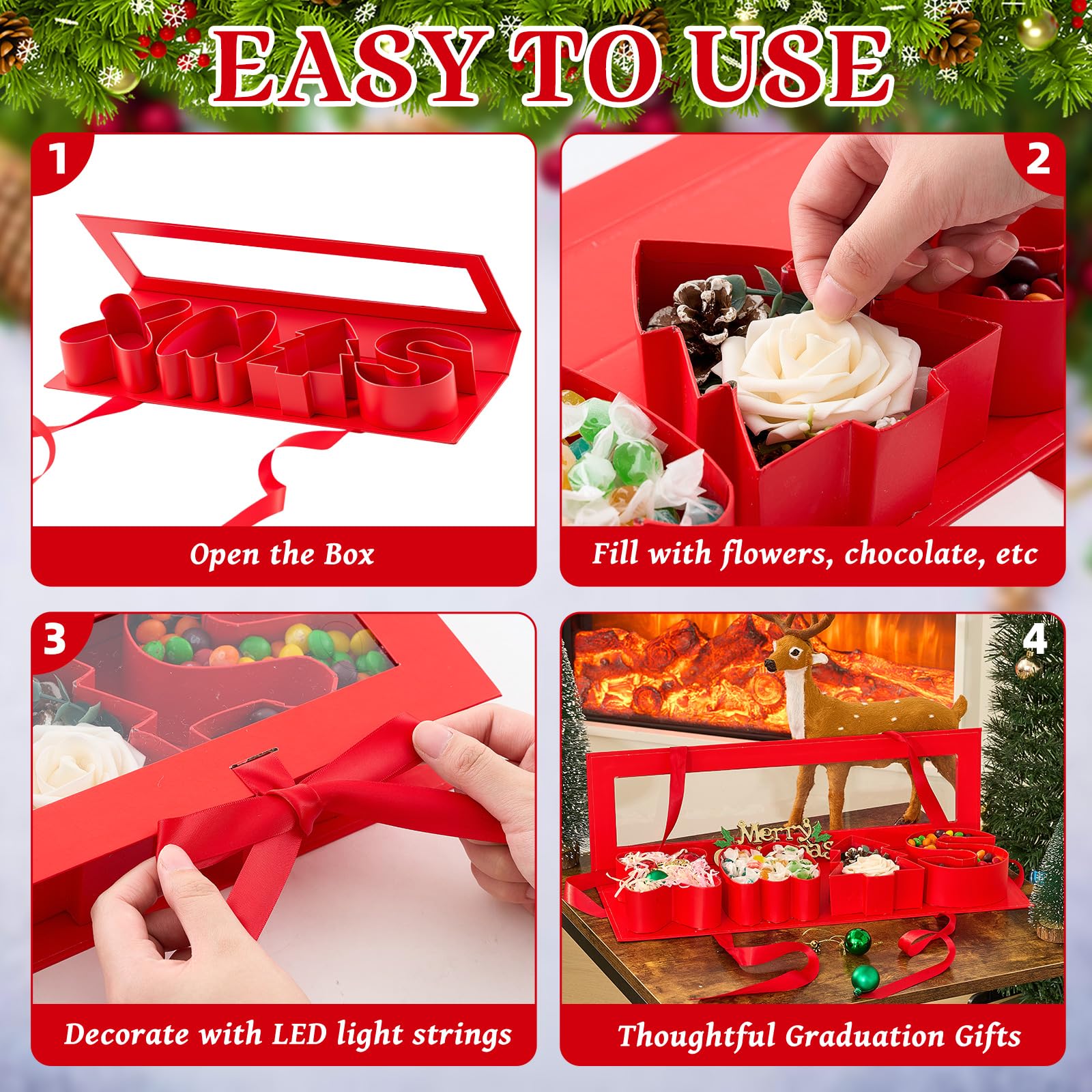 Amazon.com: Leinuosen 4 Pack Xmas Letter Fillable Gift Box 18.11 x 