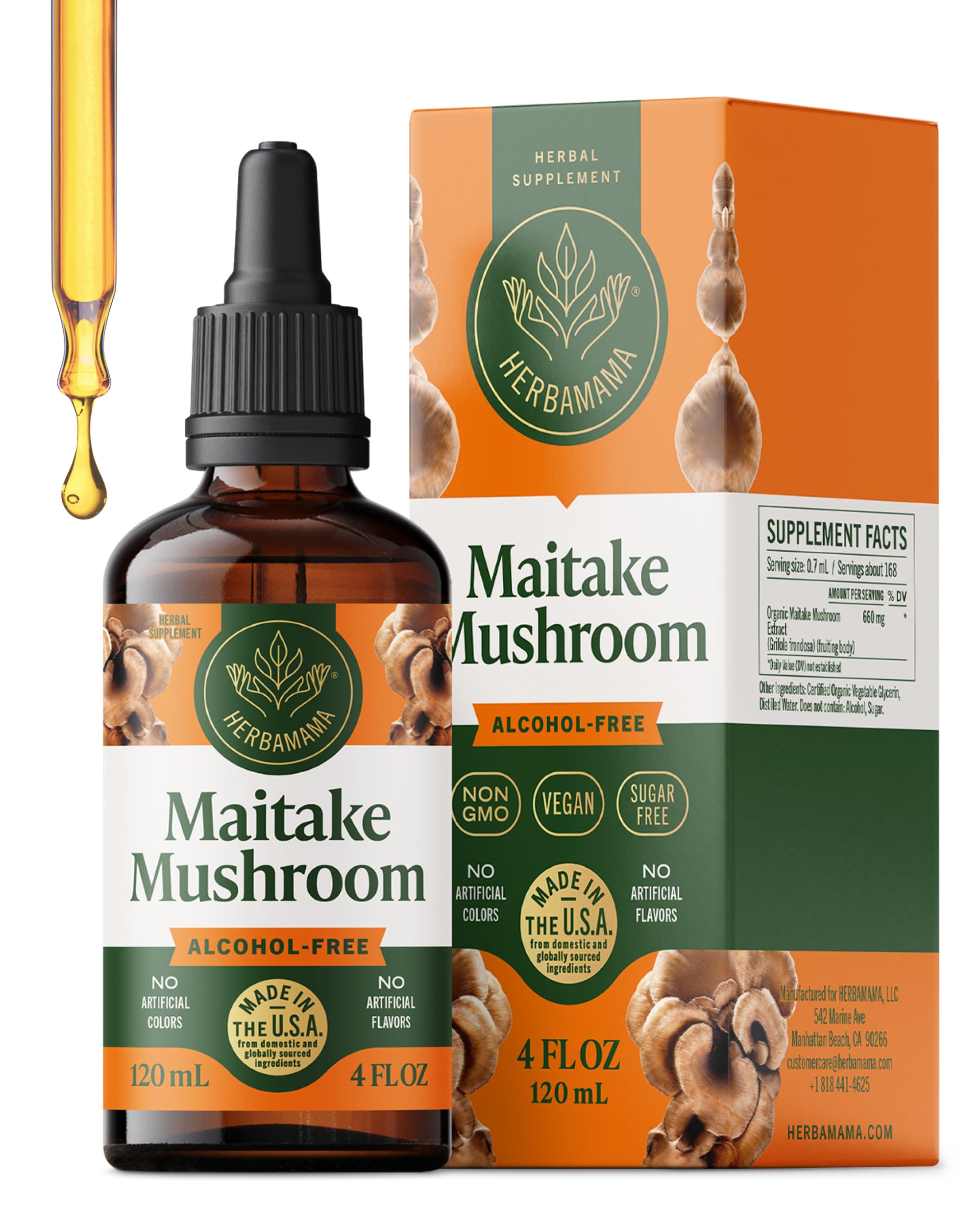 HERBAMAMA Maitake Mushroom Extract - Immune & Energy Support 4 Fl Oz (Pack of 1)