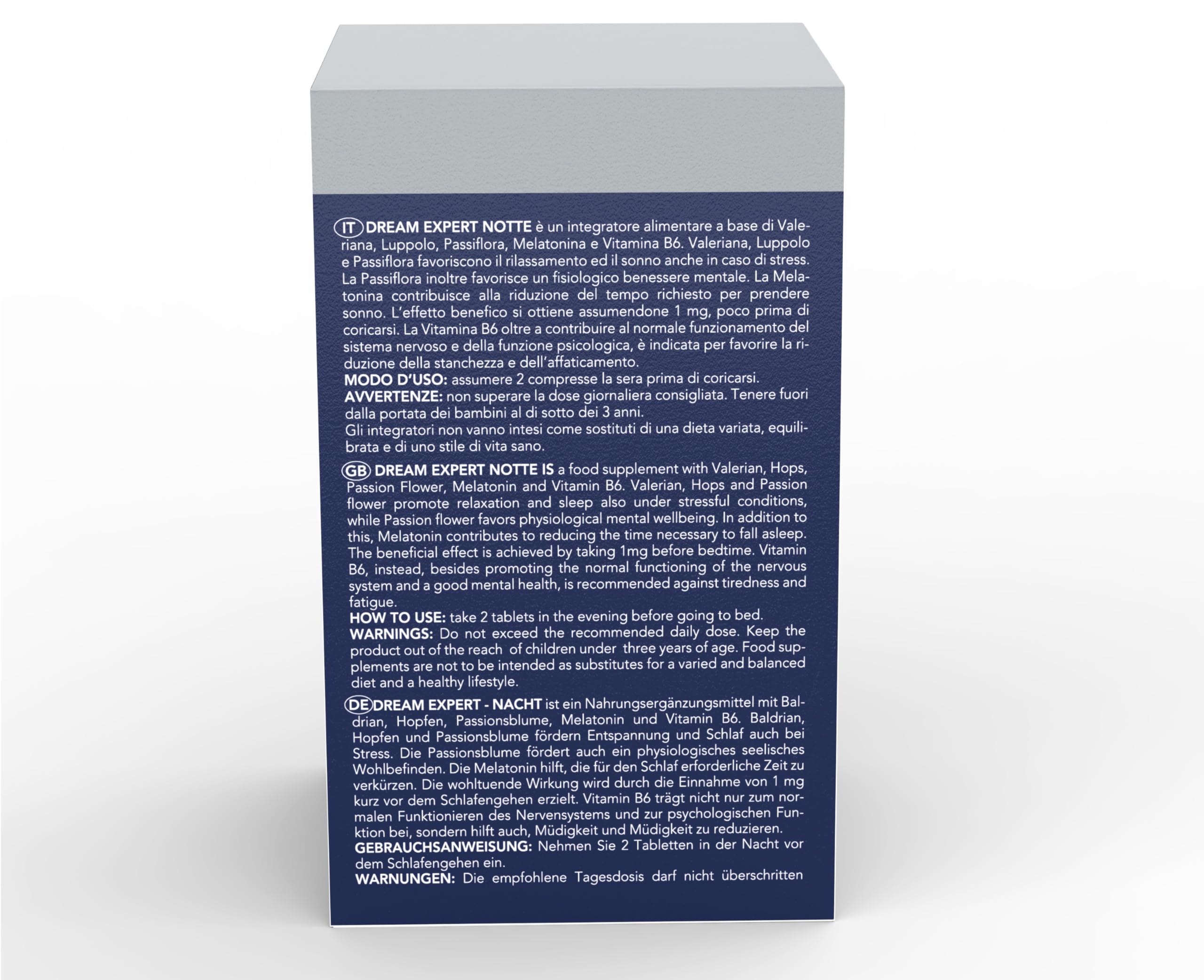 Dulàc - Dream Expert Notte 60 compresse, Integratore alimentare per rilassamento e regolazione del sonno, regola il benessere mentale. Con Melatonina, Valeriana, Luppolo, Passiflora e Vitamina B6.