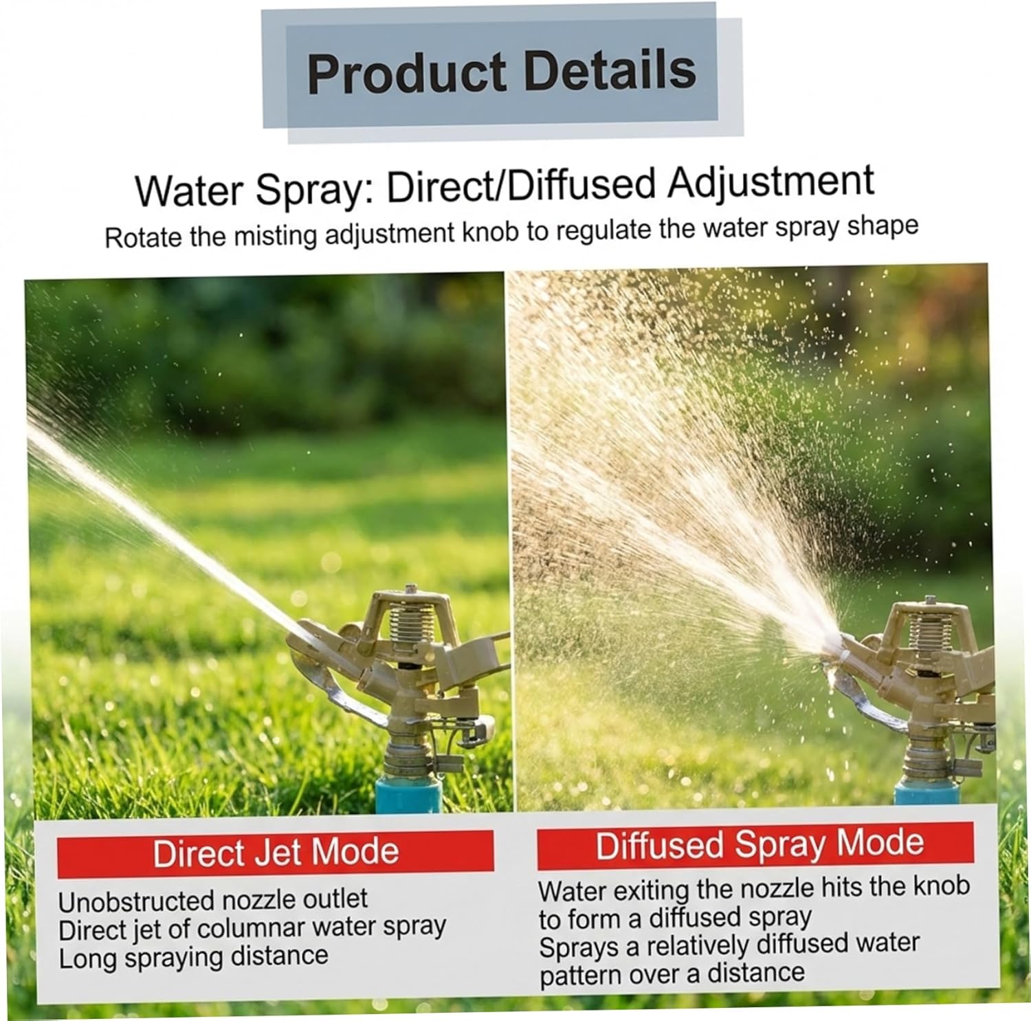 Tripod Sprinkler, Heavy-Duty Sprinkler with Adjustable Height, 360 Degree Brass Head for Large Area Lawn and Garden Watering