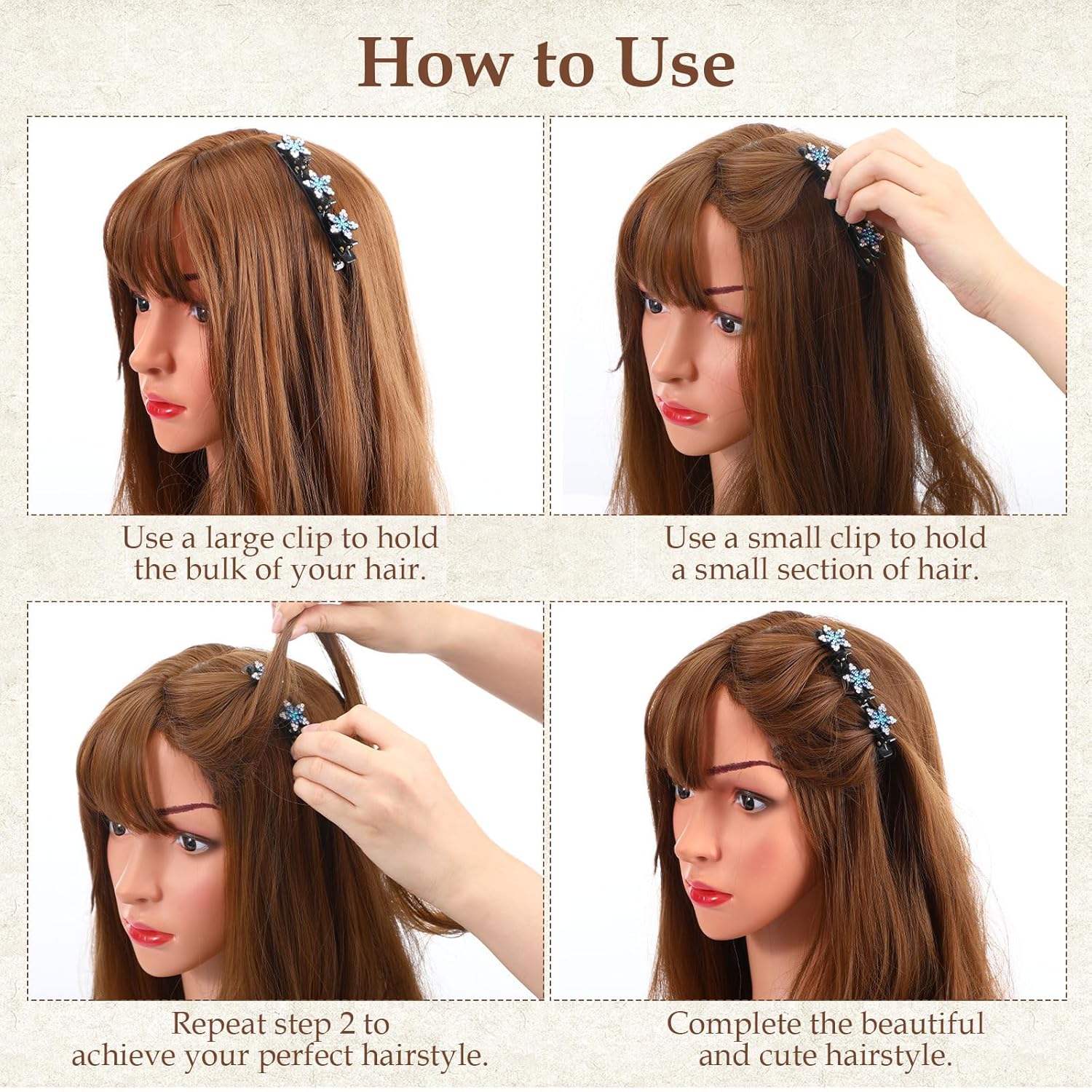 28 PCS Sparkling Crystal Stone Braided Hair Clips Bulk Easily Braided Hair Clips Shiny Rhinestone Clip for Women Styling Partitions Chopped Hairpin Duckbill