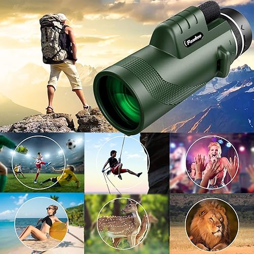 Miniatura 9 de Telescopio monocular de 40 x 60 pulgadas monocular de alta potencia para adultos con adaptador de teléfono trípode y correa de mano monocular de