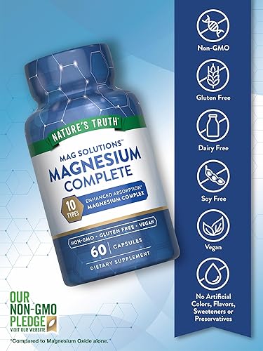 Miniatura 3 de Nature's Truth Suplemento Complejo de Magnesio 10 Formas  300 mg  60 cápsulas  Glicinato, Citrato, Plus More  Vegano, sin OMG y sin gluten