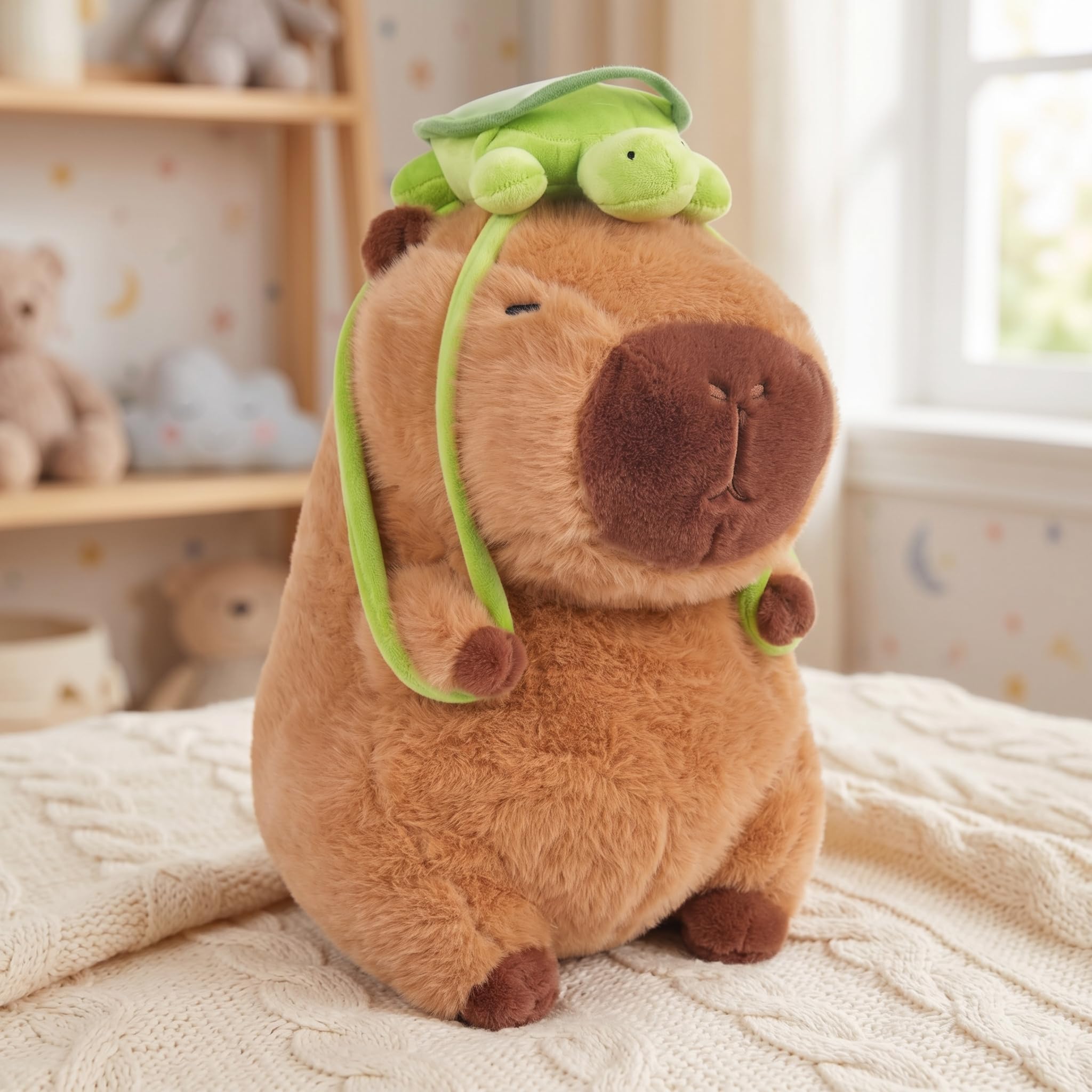 Capybara Soft Toy with Turtle Backpack | Soft Stuffed Plush Animal for Kids & Adults | Kawaii Cute Animal Toy for Cuddles, Gifts & Room Decor | for Birthdays, Thanksgivings and Every Event (45cm)-image-9