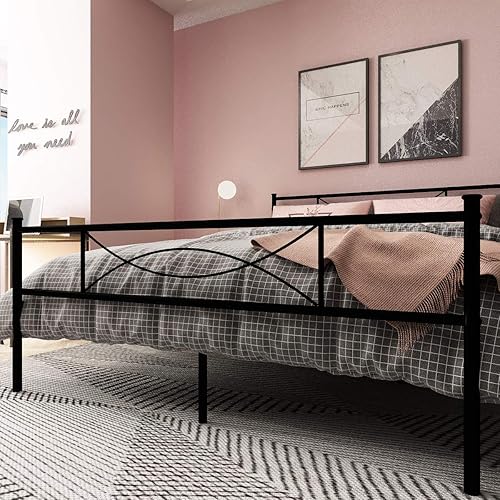 Miniatura 5 de Weehom Base de cama de metal de tamaño matrimonial, base de colchónplataforma de cama de acero resistente, mejor para niños, adultos, estudiantes,