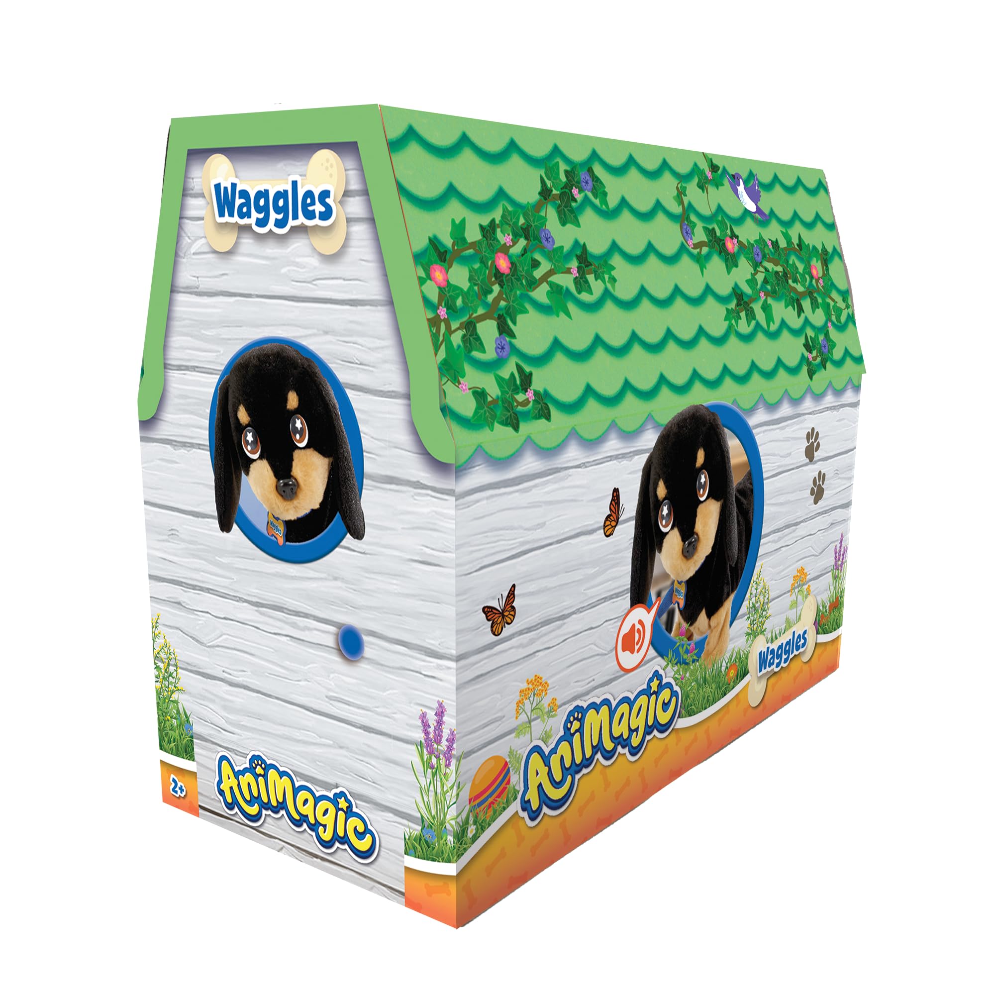 Animagic Waggles, Peluche Cane Bassotto Interattivo Dai 2 Anni in Su, Cane Giocattolo Che Cammina e Abbaia, Il Vostro Nuovo Amico Animale che Va Ovunque con Voi