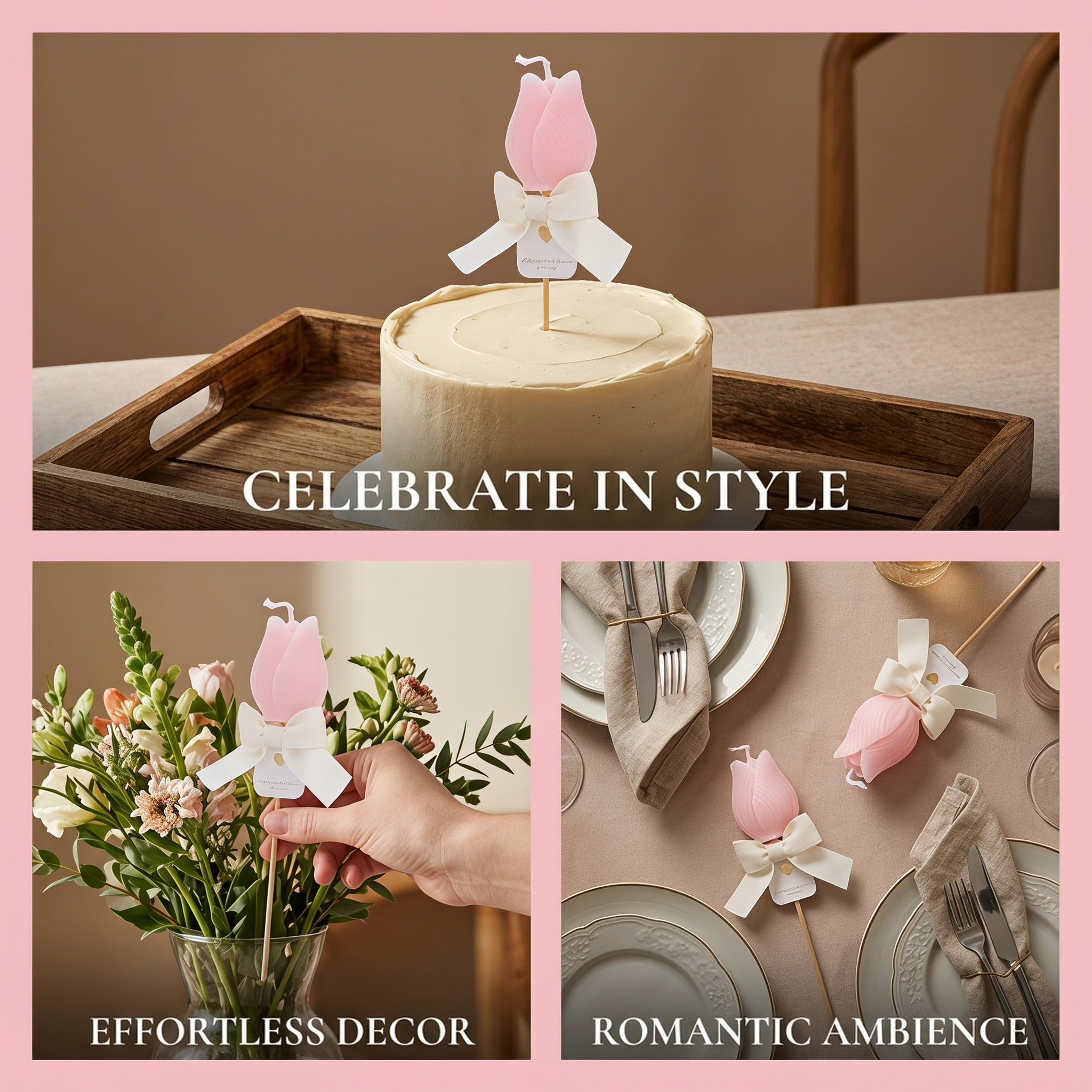 Lurrose 4 candele profumate a forma di tulipano, design realistico di tulip